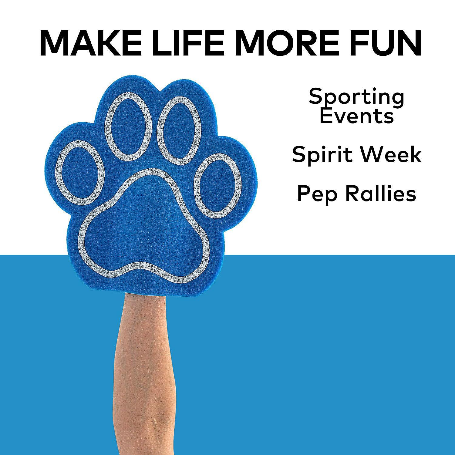 Fun Express Fun Express Blue Paw Print Team Spirit Foam Hands, 12 Pieces