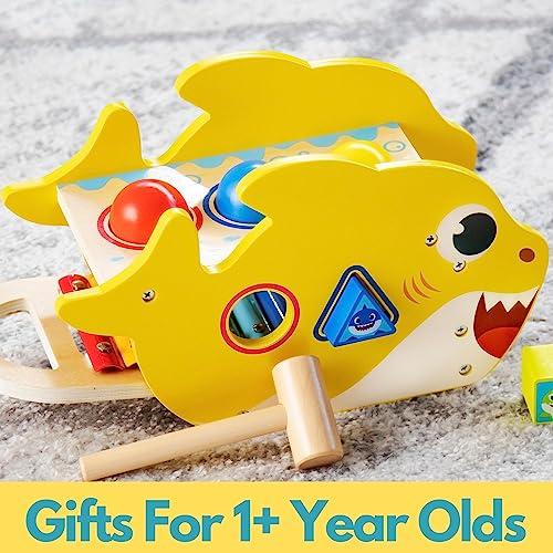 Pidoko Kids Pidoko Kids Baby Shark Toys for 1 Year Old - Montessori Learning, Hammering & Pounding Toy - Birthday Gifts for Toddlers Boys & Girls - Xylophone & Shape Sorter Blocks