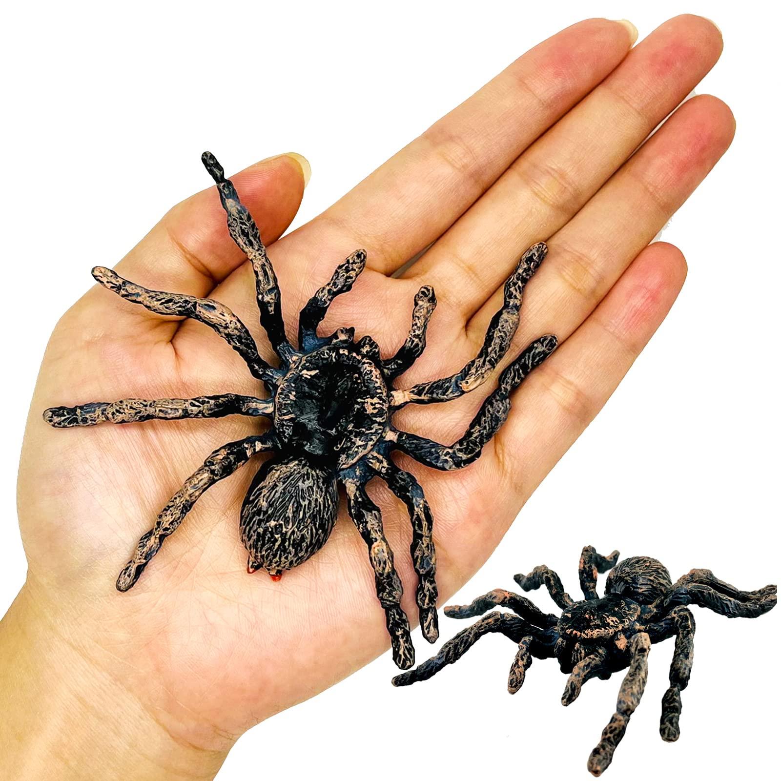 RAXCONN Giant Realistic Spider, Fake Spider, Spider Action Model Lifelike Insect Toy Figures, Halloween Prank Props Party Supplies (Whiteknee Spider 2 Pcs)