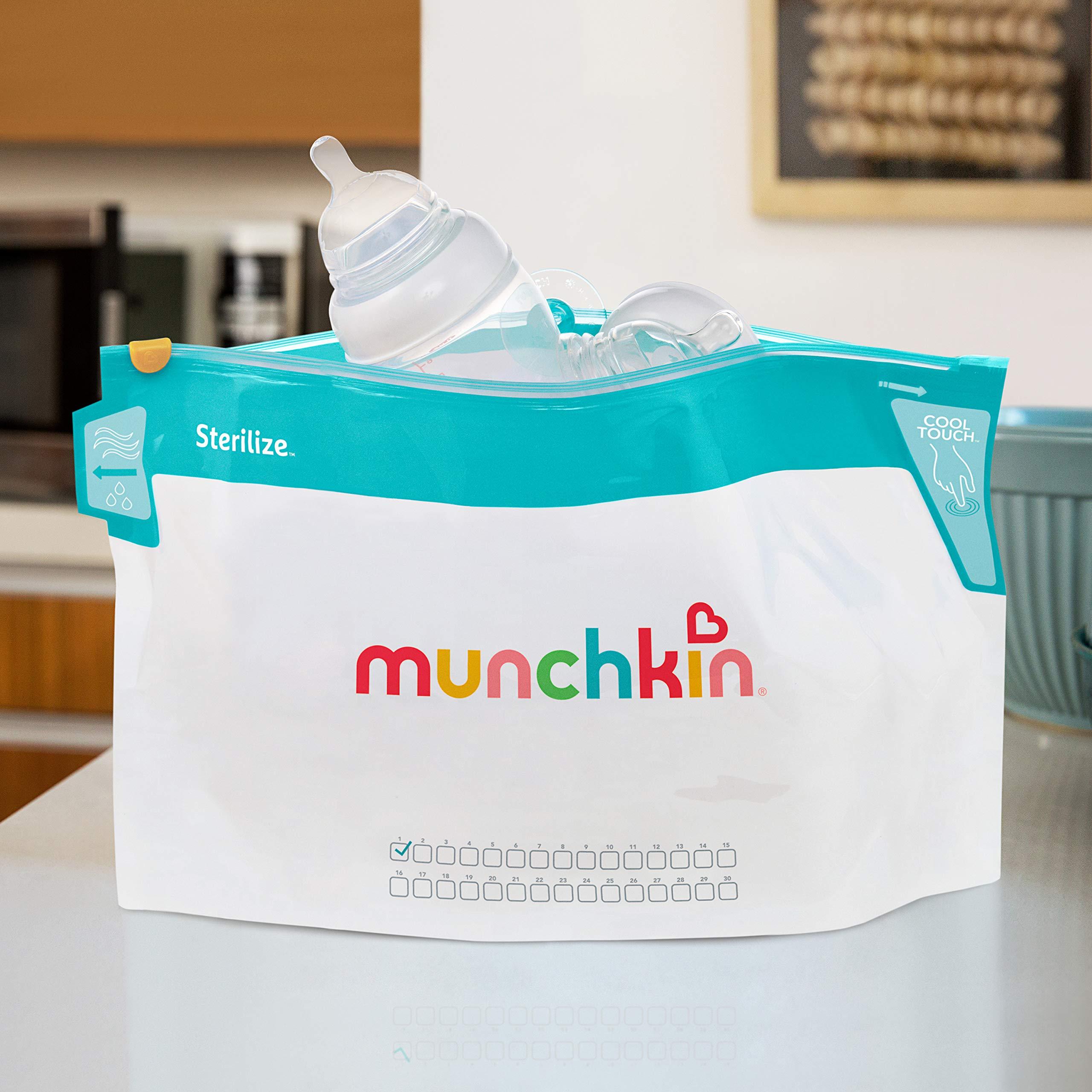 Munchkin Munchkin Microwave Steam Sterilizer Bags, Dishwasher Basket for Bottles, Pacifiers, and Accessories Bundle, 6 Pack