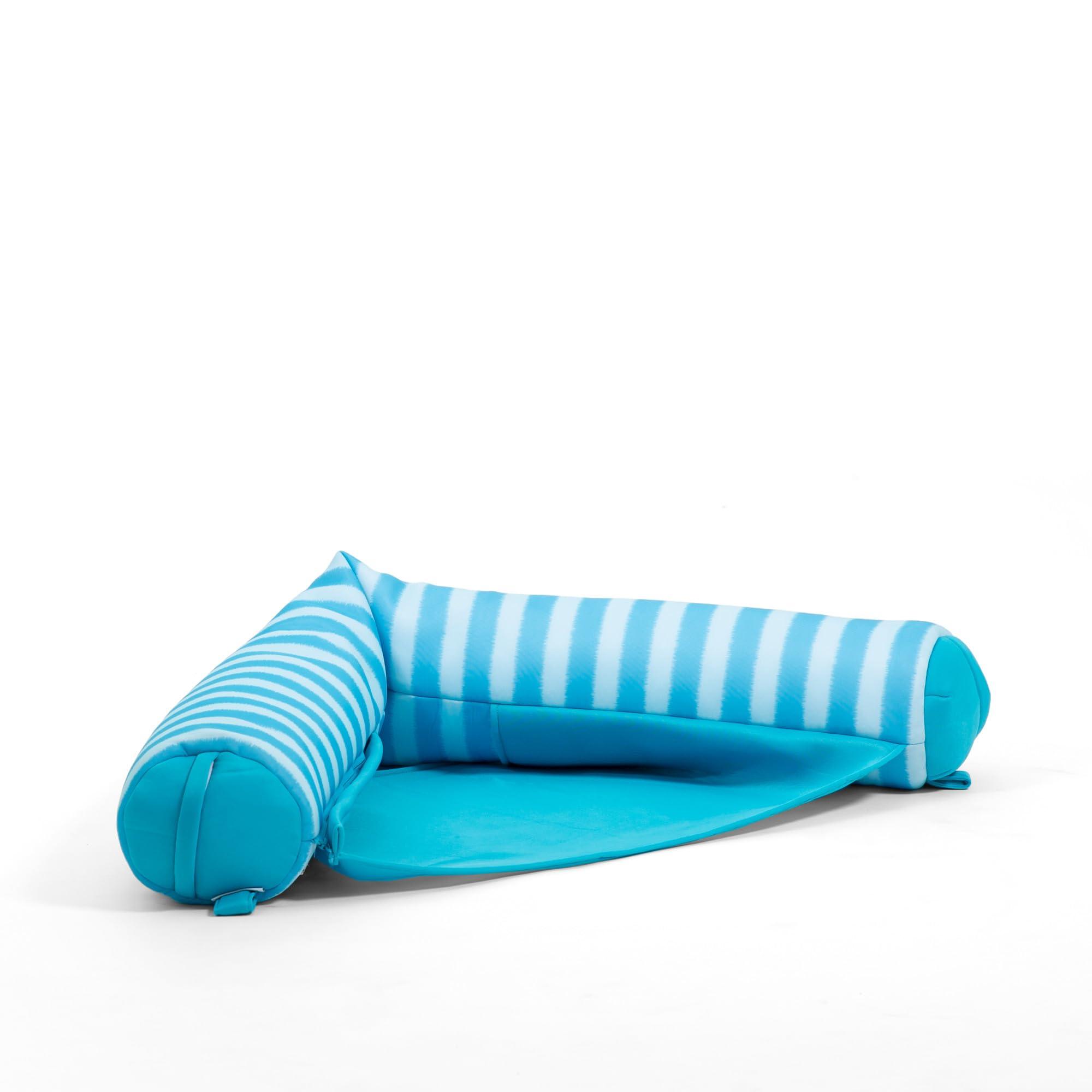 Big Joe Big Joe Noodle Sling No Inflation Needed Pool Seat with Armrests, Light Blue Zag Stripe Double Sided Mesh, Quick Draining Fabric, 3 feet