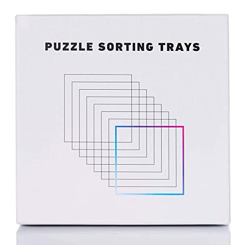 TIDYBOSS 2PK Tidyboss Puzzle Sorting Trays with Lid | Portable Jigsaw Puzzle Accessories Neutral Background Makes Pieces Stand Out Better | Black + White