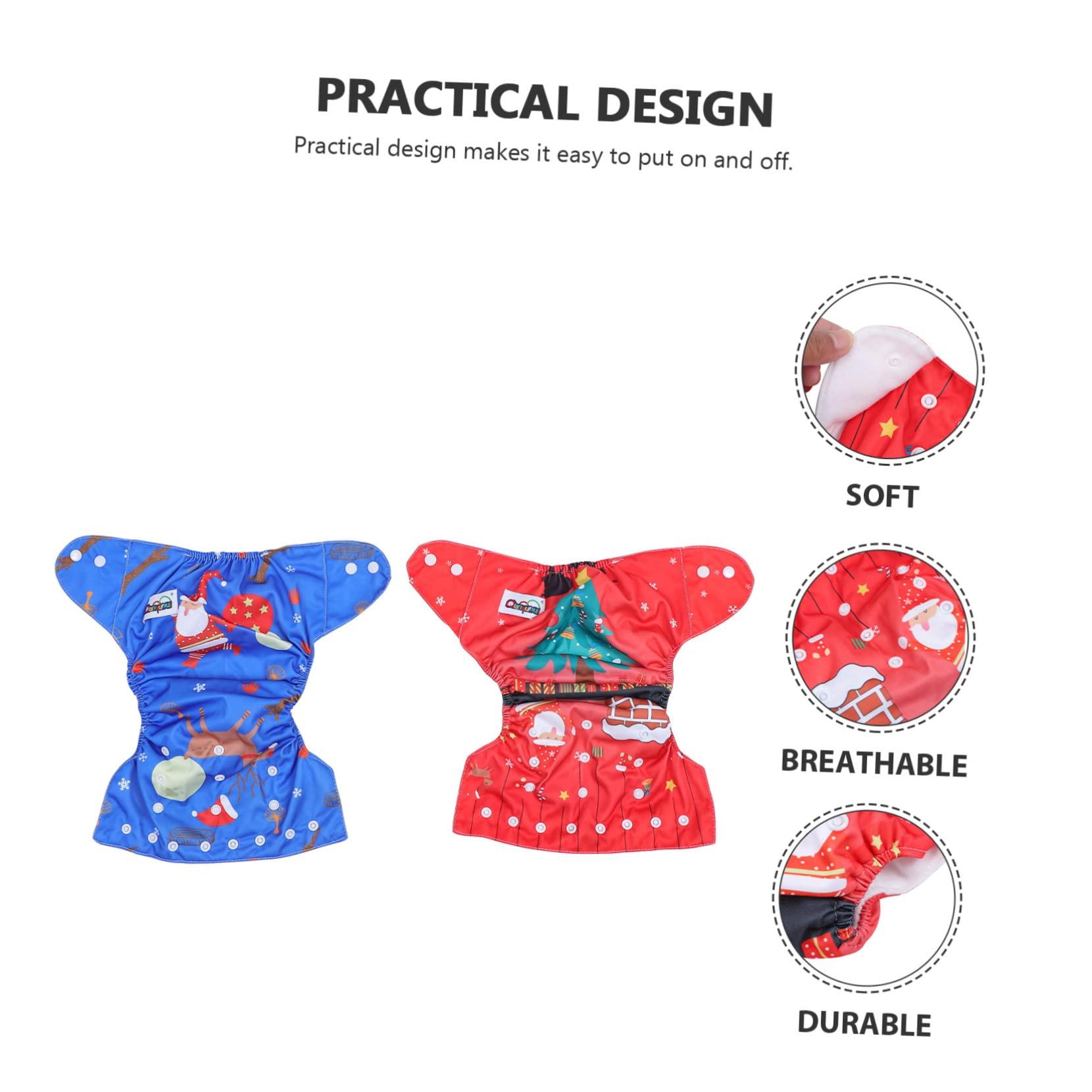 Hemoton HEMOTON Christmas Diaper Pants Set 2pcs Waterproof Baby Nappy Pants Easy Press Button for Baby's Night Comfort