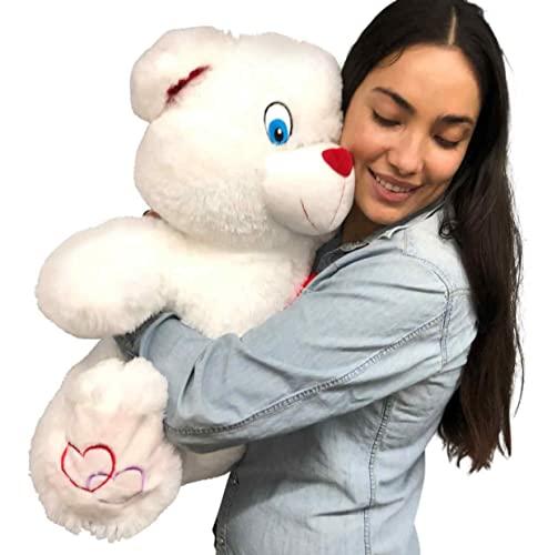 Big Plush Big Plush® 2 Foot Teddy Bear 24 Inches Soft White Plushie with Red Nose and Heart on Chest