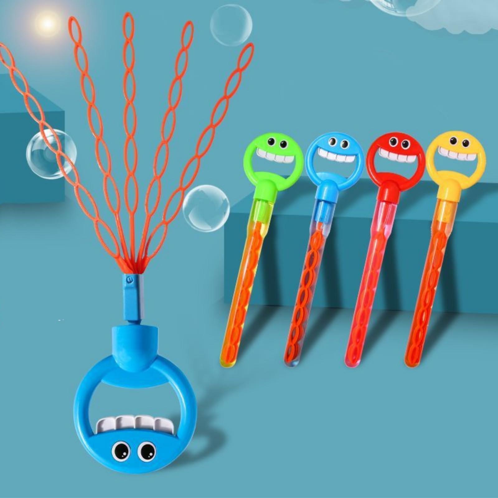 RUMILK 32 Hole Face Bubble Stick with Bubbles Refill,Five Claw 32 Hole Bubble Toy,5-Claw Bubble Wands, 32 Hole Handheld Bubble Stick Garden Toy,Bubble Machine for Summer Toy (Red-1)
