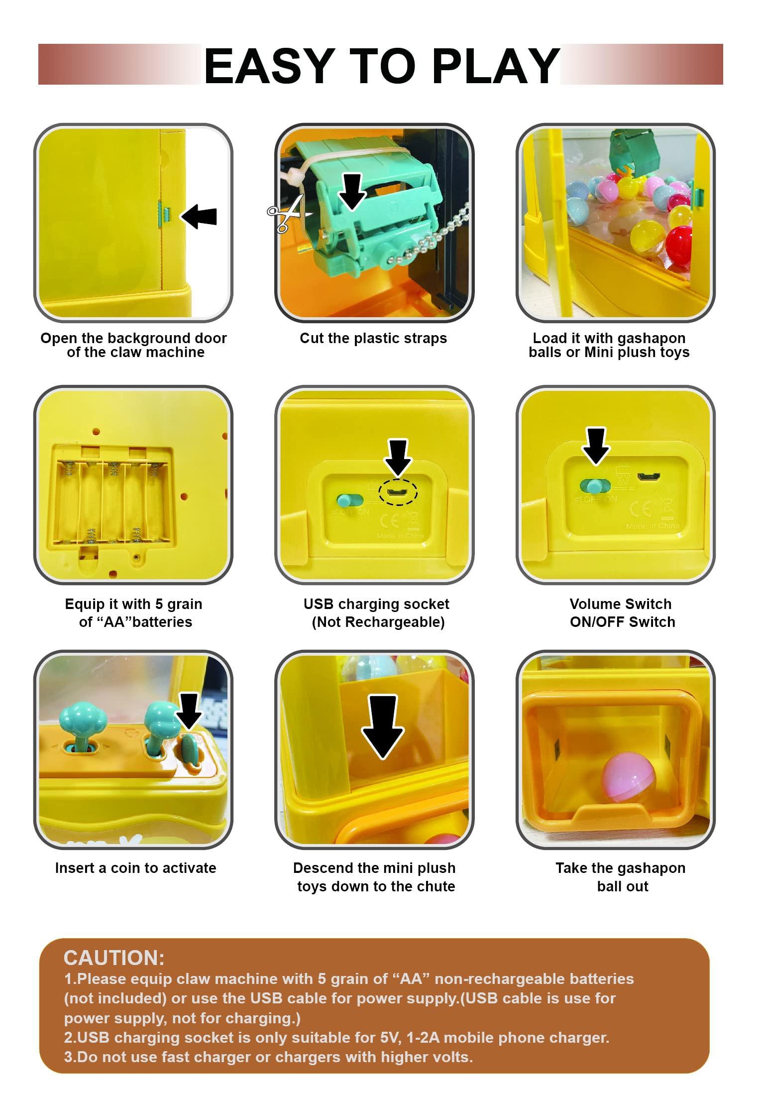 cxjoigxi cxjoigxi Large Claw Machine for Kids Adults with Prizes, Adjustable Sound & Light, 2 Power Modes, Mini Candy Crane Vending Machines, Electronic Arcade Game Dispenser Toy for Girls Boys Gift - Bear