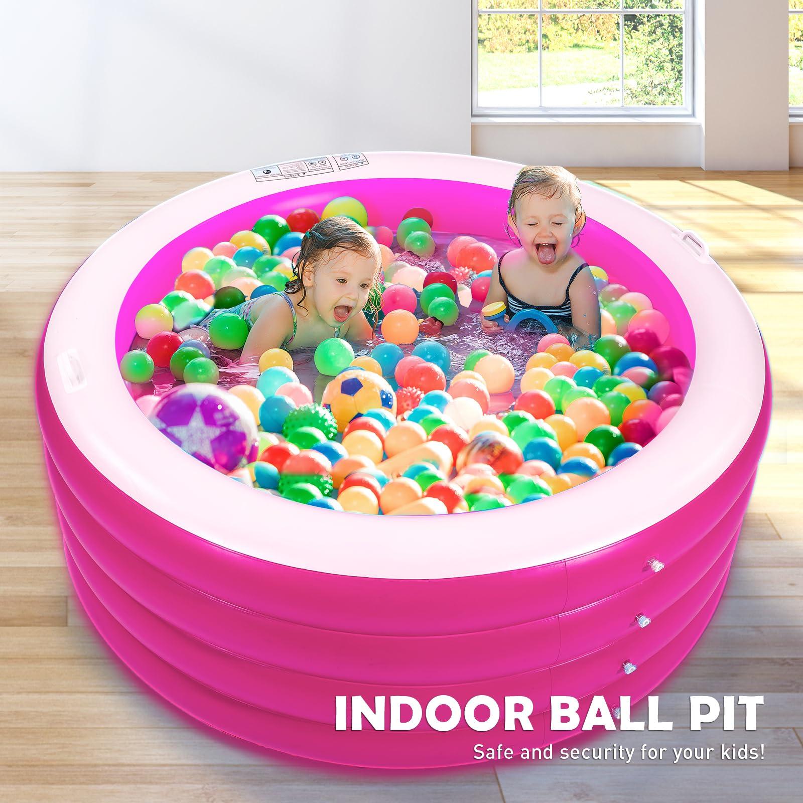 Biange Biange Blow Up Pool, 72\" X 30\" Deep Round Inflatable Swimming Adult Pool, Backyard Inflatable Pool for Kids Swimming, Pink
