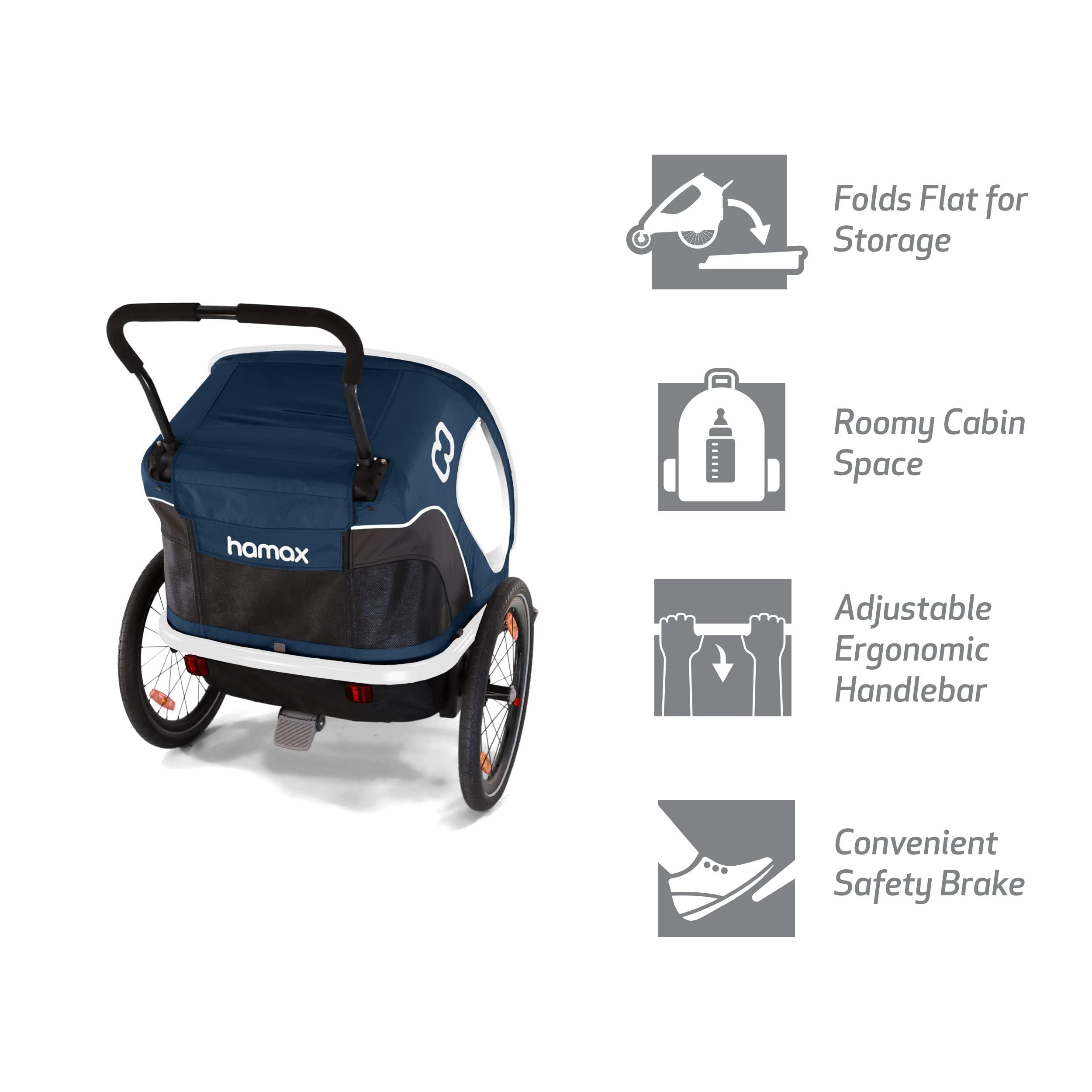 Hamax Hamax Outback One Seat Reclining Multi-Sport Child Bike Trailer + Stroller (Jogger Wheel Sold Separately) (Navy/White)
