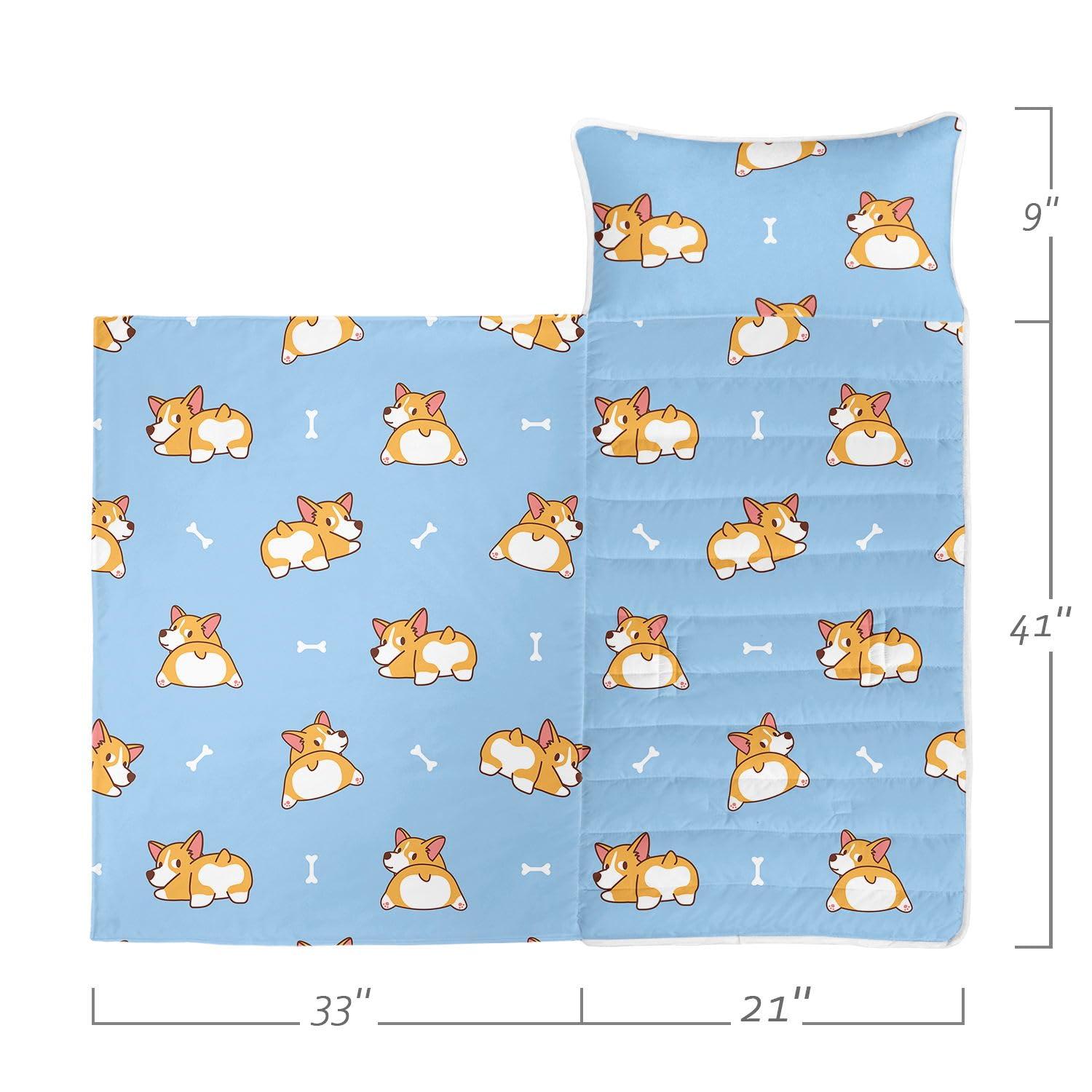 Datura home Datura home Nap Mat -Cute Dogs Sleeping Bag with Removable Pillow - Daycare and Sleepovers Preschool Kindergarten Bedding Set for Kids Toddler Boys Girls(Dogs Standard)