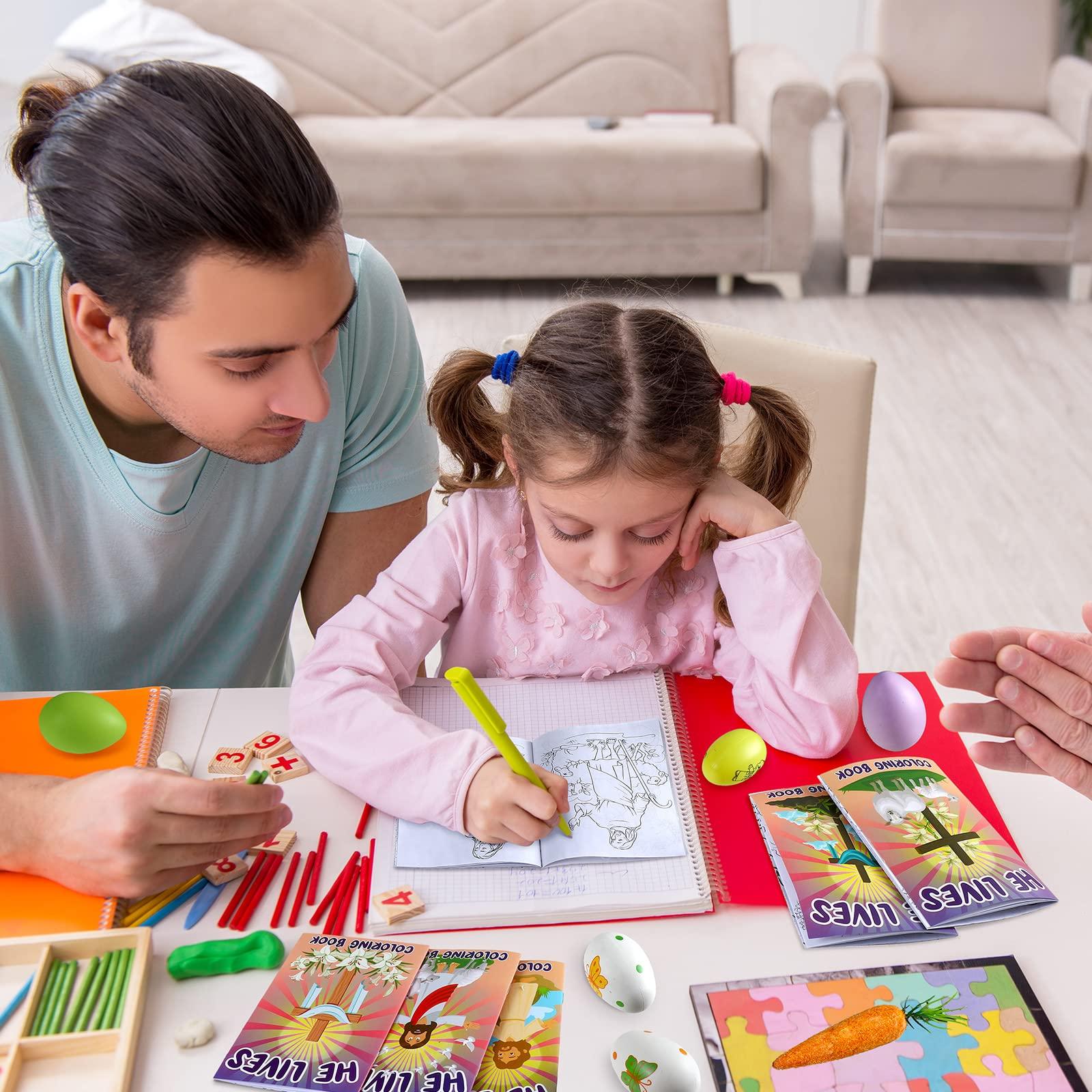 Jetec Jetec 36 Pcs Religious Easter Mini Coloring Books for Kids Bulk Christian Mini Coloring Books Bible Verse Easter Gifts for Kid Christian Party Favor Sunday School Supplies Classroom Gift(Vivid Style)