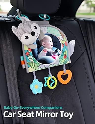 Koty Koty Infant Car Seat Toy - Kick and Play Activity Center with Mirror, Teether and Crinkle Paper, Fun Travel Baby Toy for Rear Car Seat, Easier Drive with Newborns, Babies