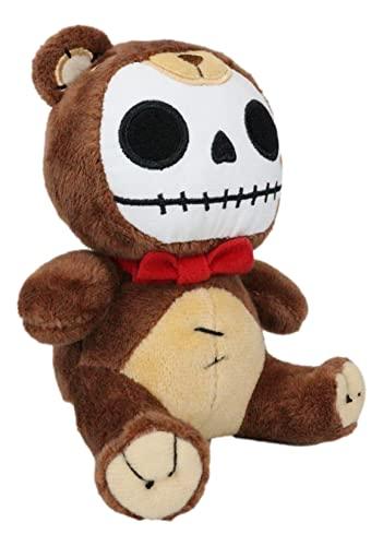 Ebros Gift Ebros Gift Small Furry Bones Skeleton Honey Bear with Red Ribbon Soft Figurine Stuffed Collectible Forest Bears Skeletons Skulls Halloween Macabre Accent