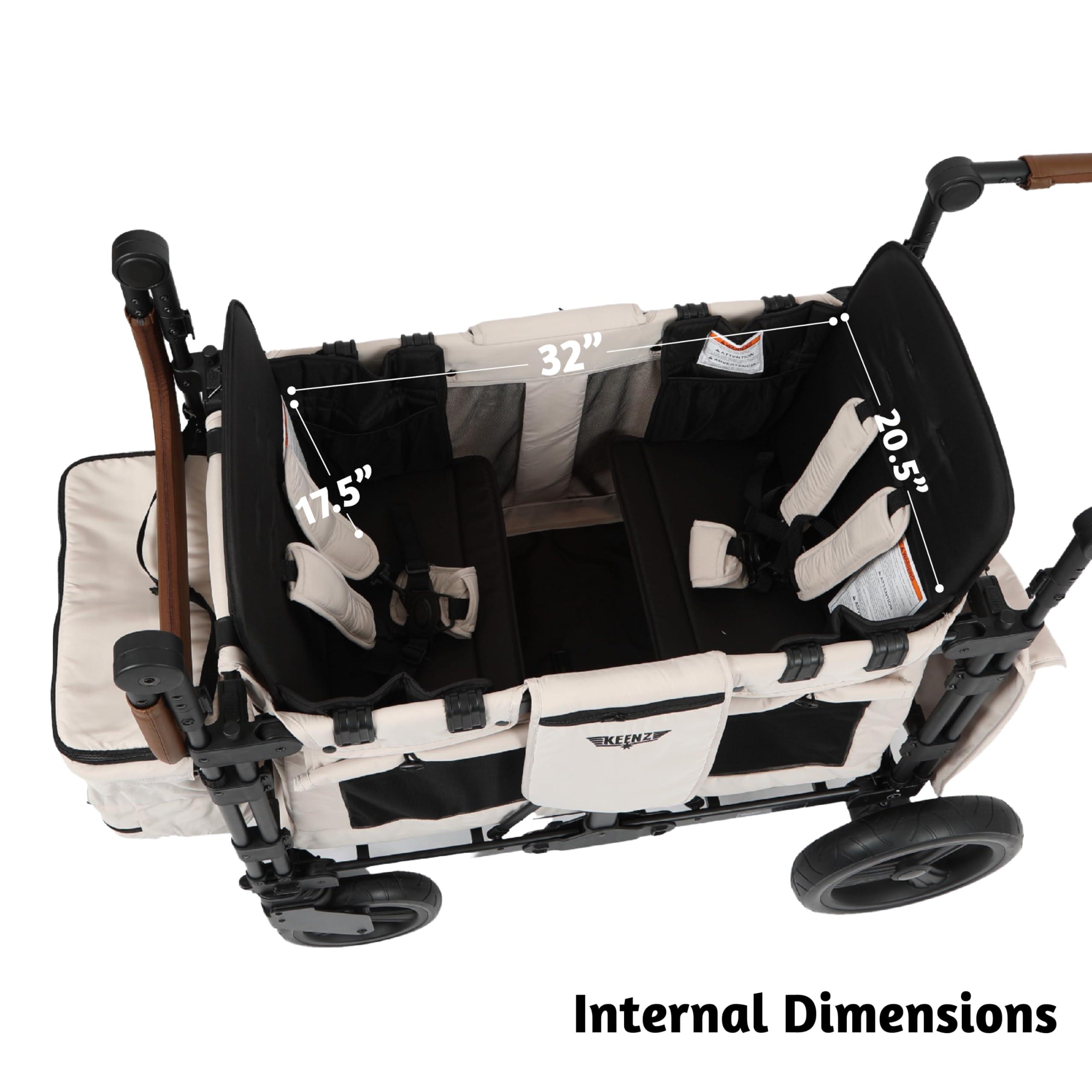 Keenz Keenz XC 2.0 - Luxury Comfort Stroller Wagon | Foldable 2 Passenger Double Seater with Adjustable Canopy | Cream