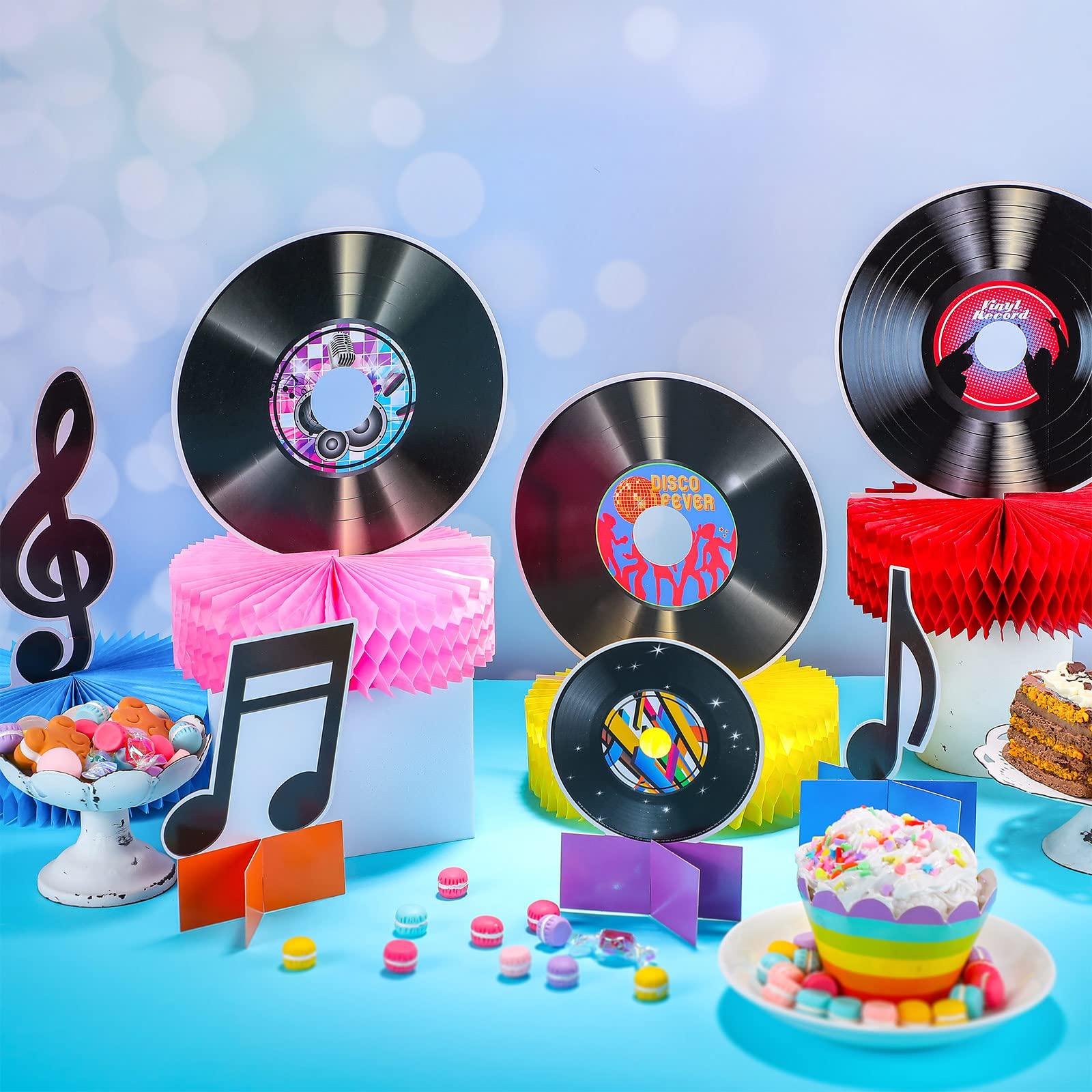 Eaasty 12 Pcs Vinyl Record Honeycomb Centerpieces 1950\'s Party Decorations Rock and Roll Music Party Supplies Record Retro Table Decor Record Note Room Decor Sign for 50s Theme Music Party Supplies Favors