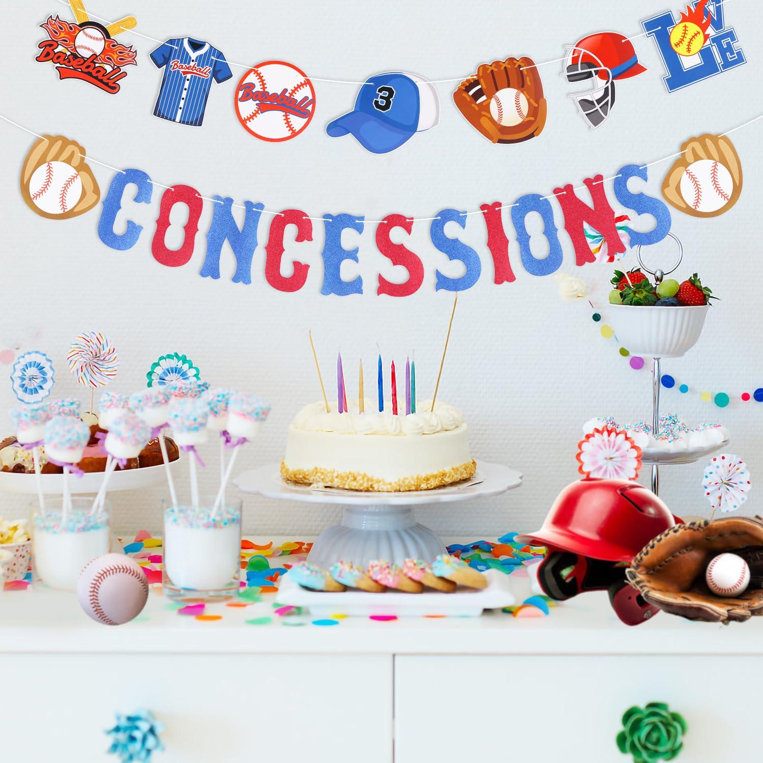 PEUTIER 2pcs Baseball Banner, Triangle Bunting Pennant Flag Pre-Strung Baseball Party Decorations Baseball Birthday Concessions Supplies for Sports Themed Party Backdrop