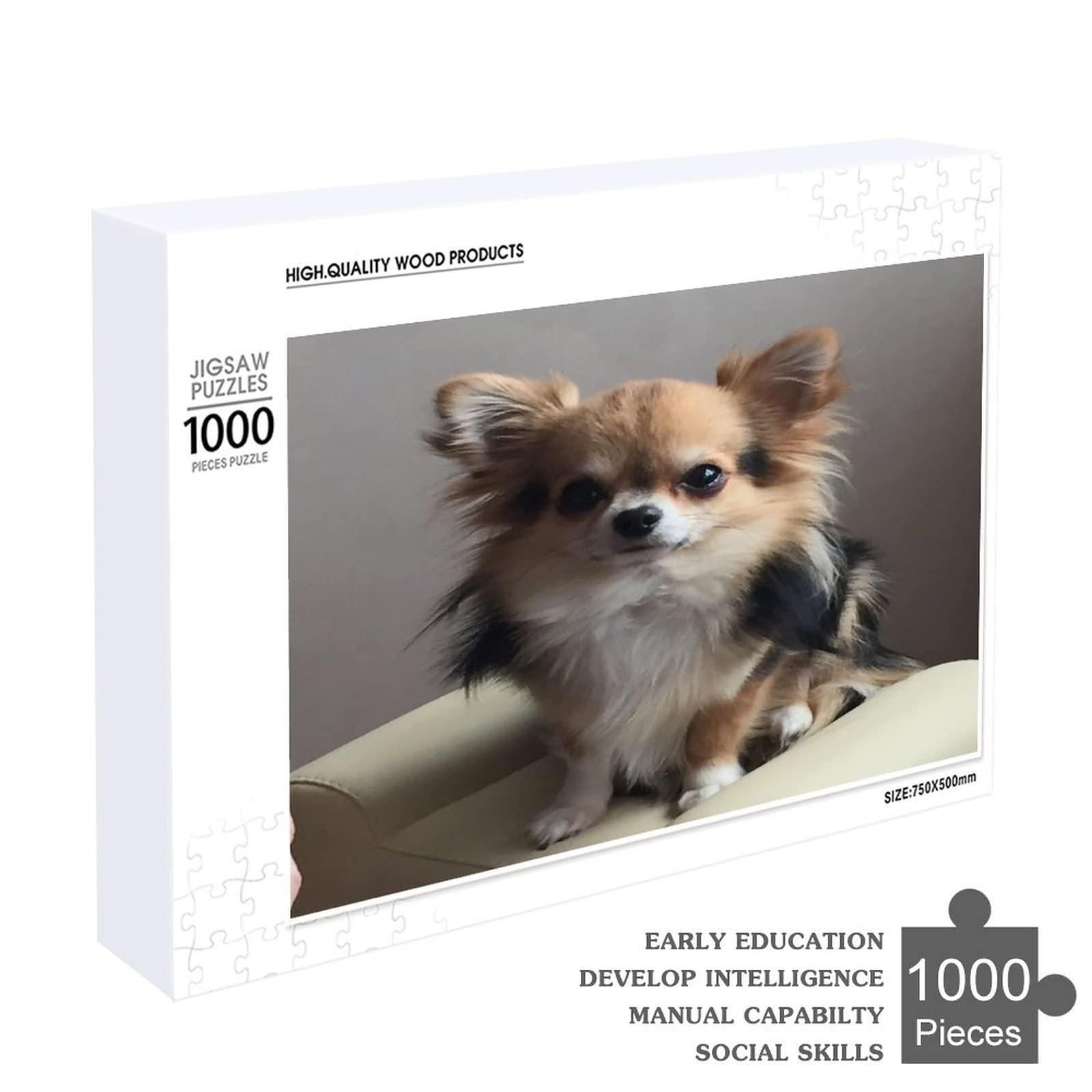 XKAWPC Cute Chihuahua Wooden Puzzles for Adults Funny Jigsaw Puzzle Wall Decorations Gifts 1000 PCS