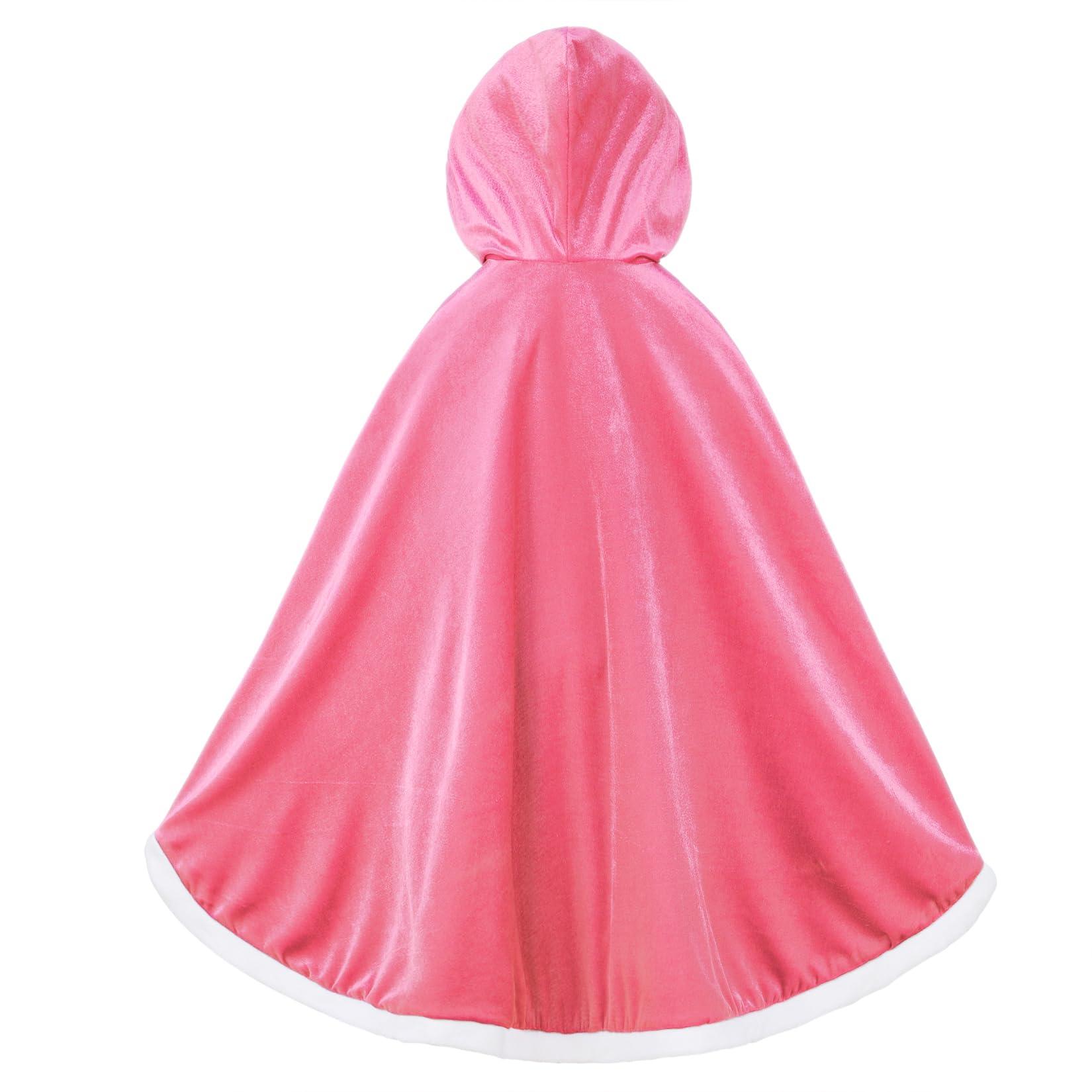 Century Star Century Star Girl Fur Princess Cape with Hood Girls Cloak for Little Girls Christmas Pink 2-3 Years