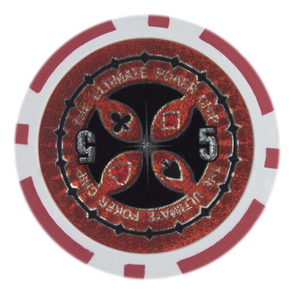 Brybelly Brybelly The Ultimate Poker Chip Holo Inlay Heavyweight 14-gram Clay Composite - Pack of 50 ($5.00 Red)