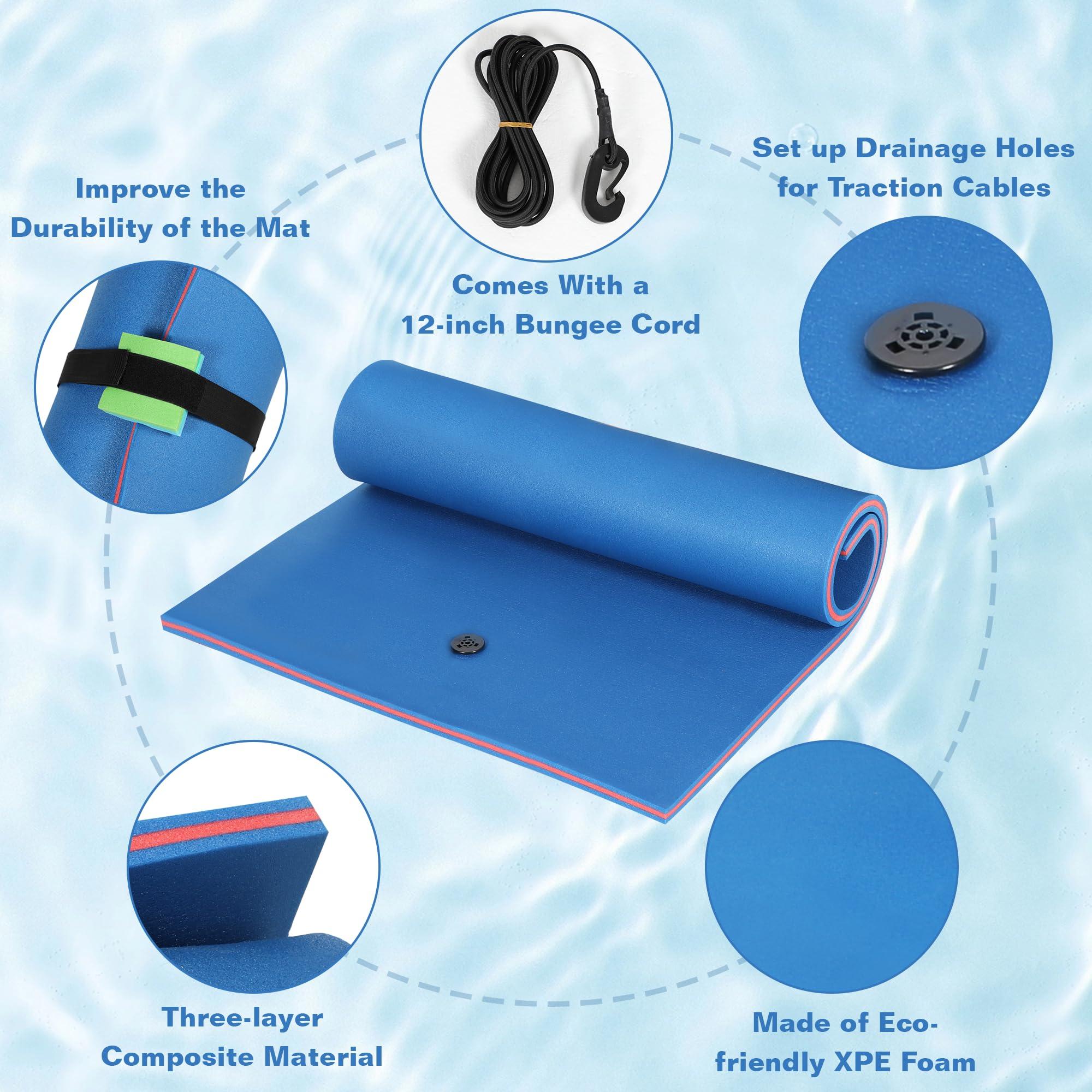 Max4out Max4out Water Floating Mat 9/12/18 FT Foam Lake Floats Floating Foam Pad Lily Pad for Water Recreation and Relaxing Lily Mat for Family Floating Pad for Pets Pool Float for Party (Blue-350)