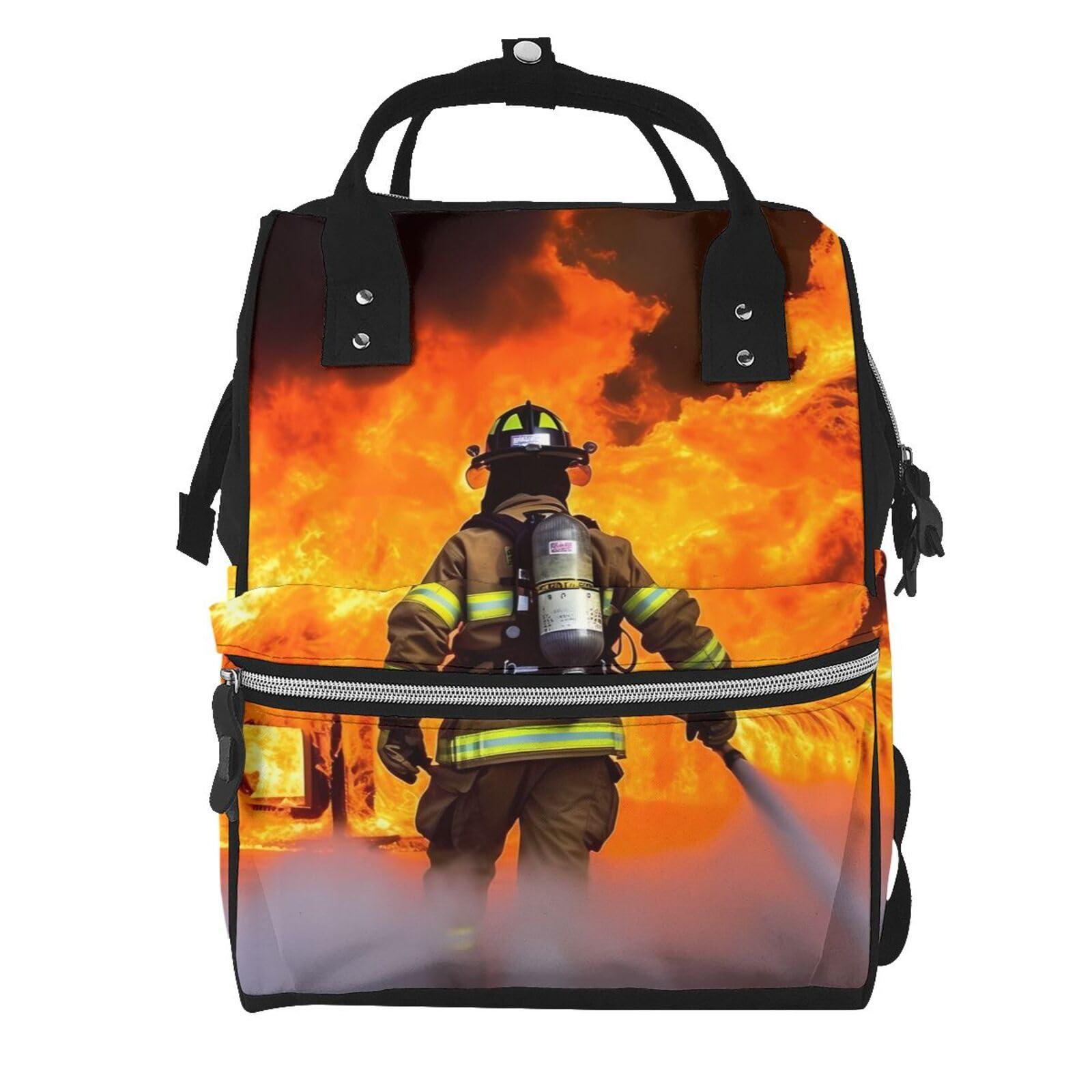 JTRKN JTRKN Diaper Bag Backpack Firefighter Fireman Flame Printing Large Capacity Diaper Backpack Large Unisex Diaper Bags Multi-Function Travel Diaper Bag Backpack For Mom,Outdoor,Travel
