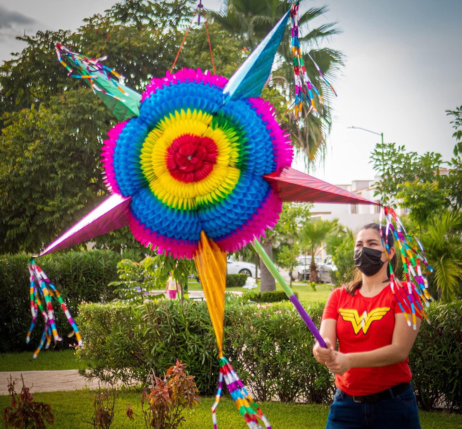 Celly Party Giant Extra Large Pinata,52 Inch Large Really Big Star Piata Mexicana, Dia de Los Muertos,Huge Colorful Foldable Pinata