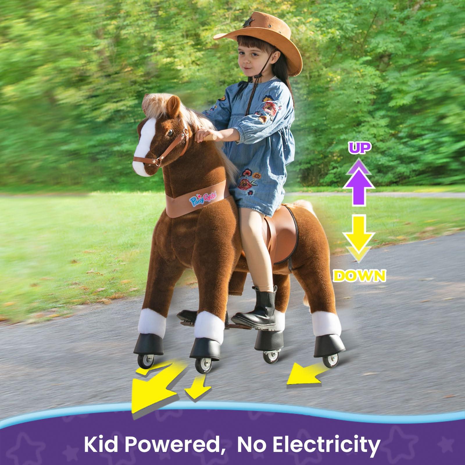 PonyCycle PonyCycle Large Pony Cycle U5 Horse Ride on Toys for Boys Classic Model U (with Brake/ 42.5\" Height/Size 5 for Age 7-12) Mechanical Riding Pony Gifts Brown Ux524
