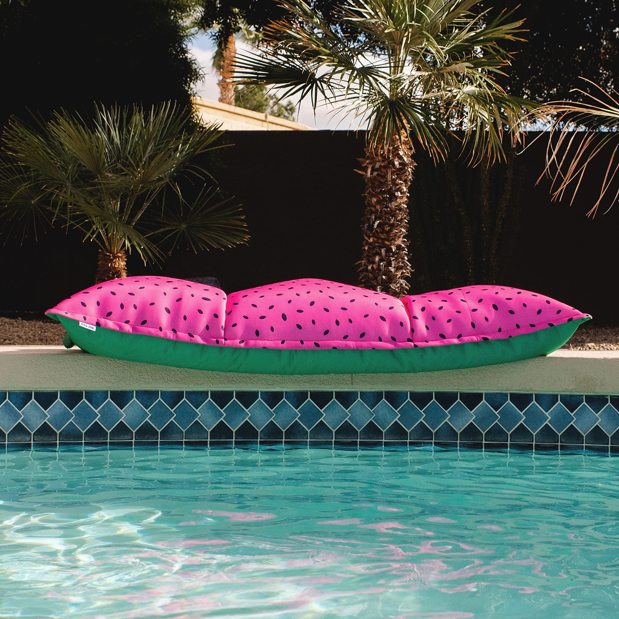 Big Joe Big Joe Lagoon Lounger No Inflation Needed Pool Float, Summer Melon Double Sided Mesh, Quick Draining Fabric, 5 feet Giant