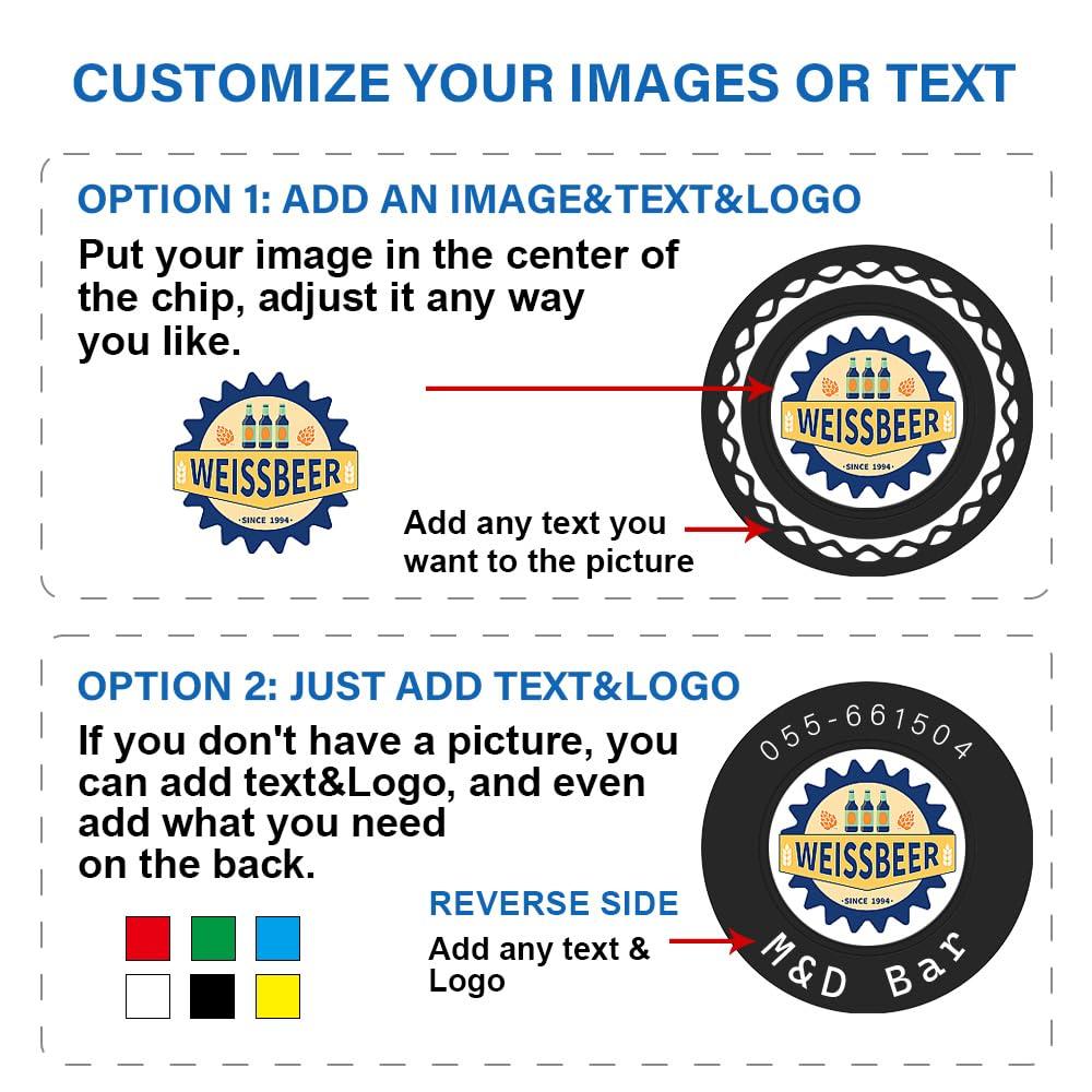 Sunyoungift Sunyoungift 100 Custom Game Poker Chips, Personalized with Your Text and Logo, for Board Game, Casino Night and Poker Tournament (Green)