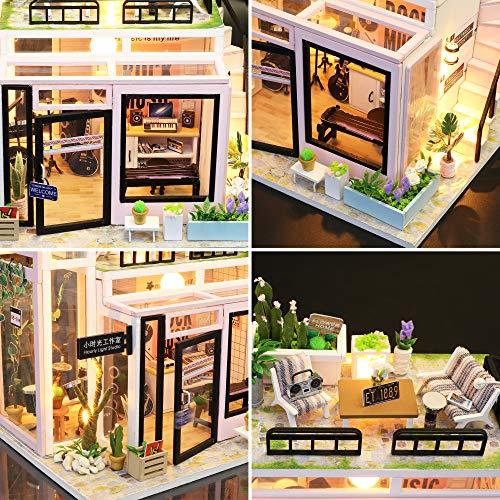 SPILAY Spilay DIY Miniature Dollhouse Kit with Wooden Furniture,DIY Dollhouse Kit with Dust Proof and Music Movement,1:24 Scale Creative Room for Romantic Valentine's Gift(Time Studio)