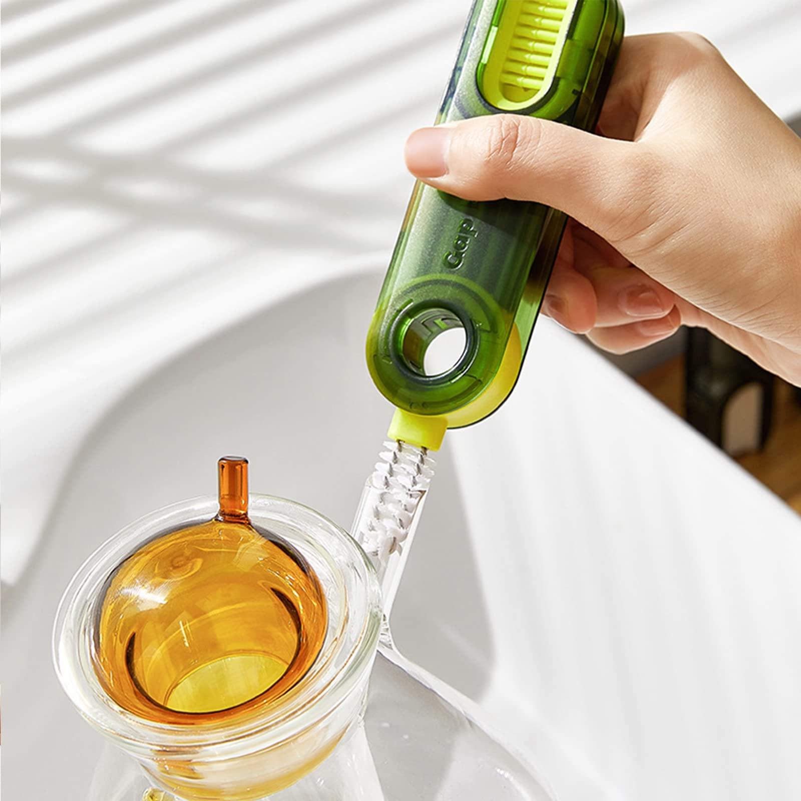 Meritpick Meritpick 3-in-1 Multipurpose Bottle Cleaner Set feat. Long Handle Silicone Brush & Straw Brush, for All Water & Baby Bottles (Green)