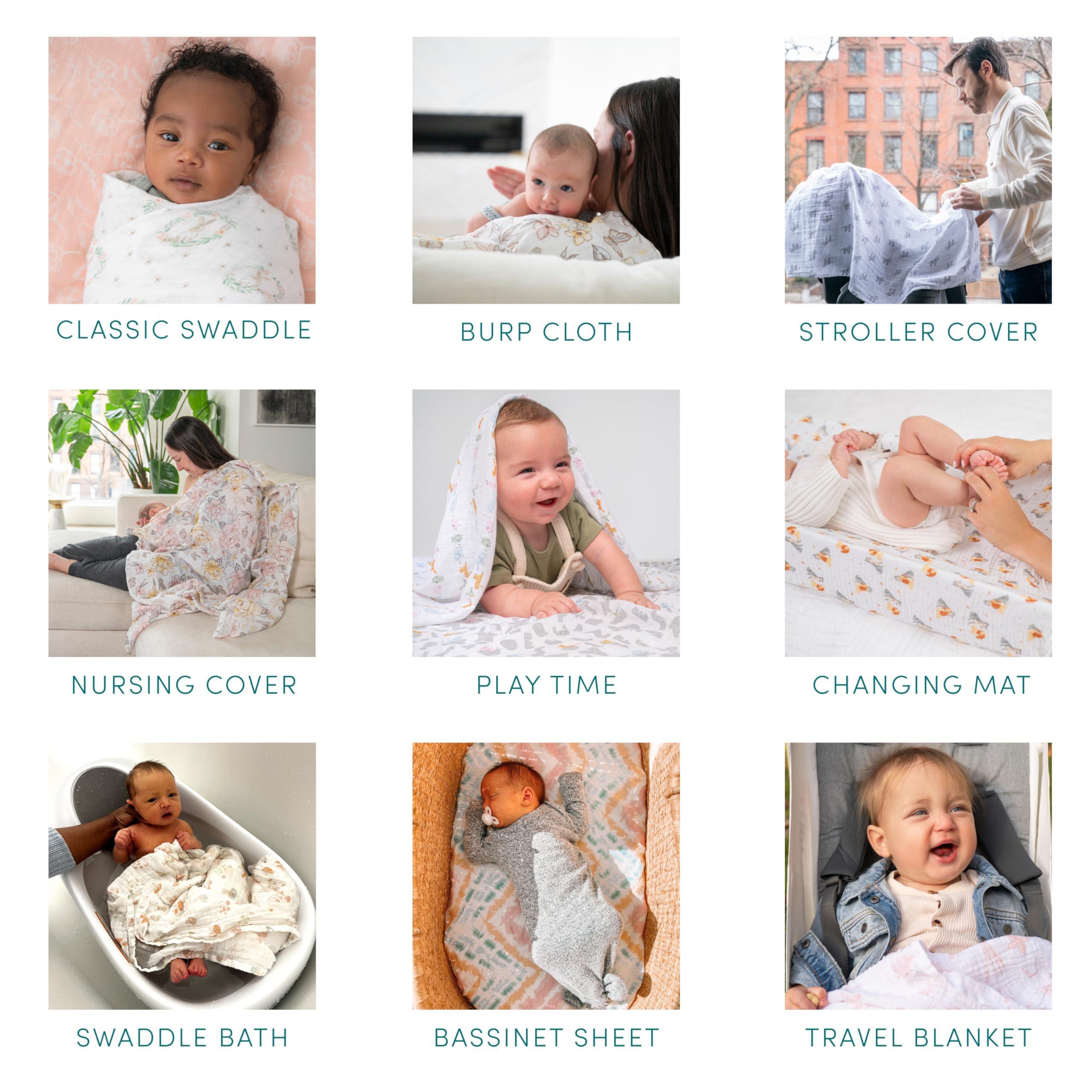 aden + anais aden + anais Silky Soft Swaddle Blanket, Boutique Muslin Blankets for Girls & Boys, Baby Receiving Swaddles, Ideal Newborn & Infant Swaddling Set, Perfect Shower Gifts, 3 Pack, Natural Woodland