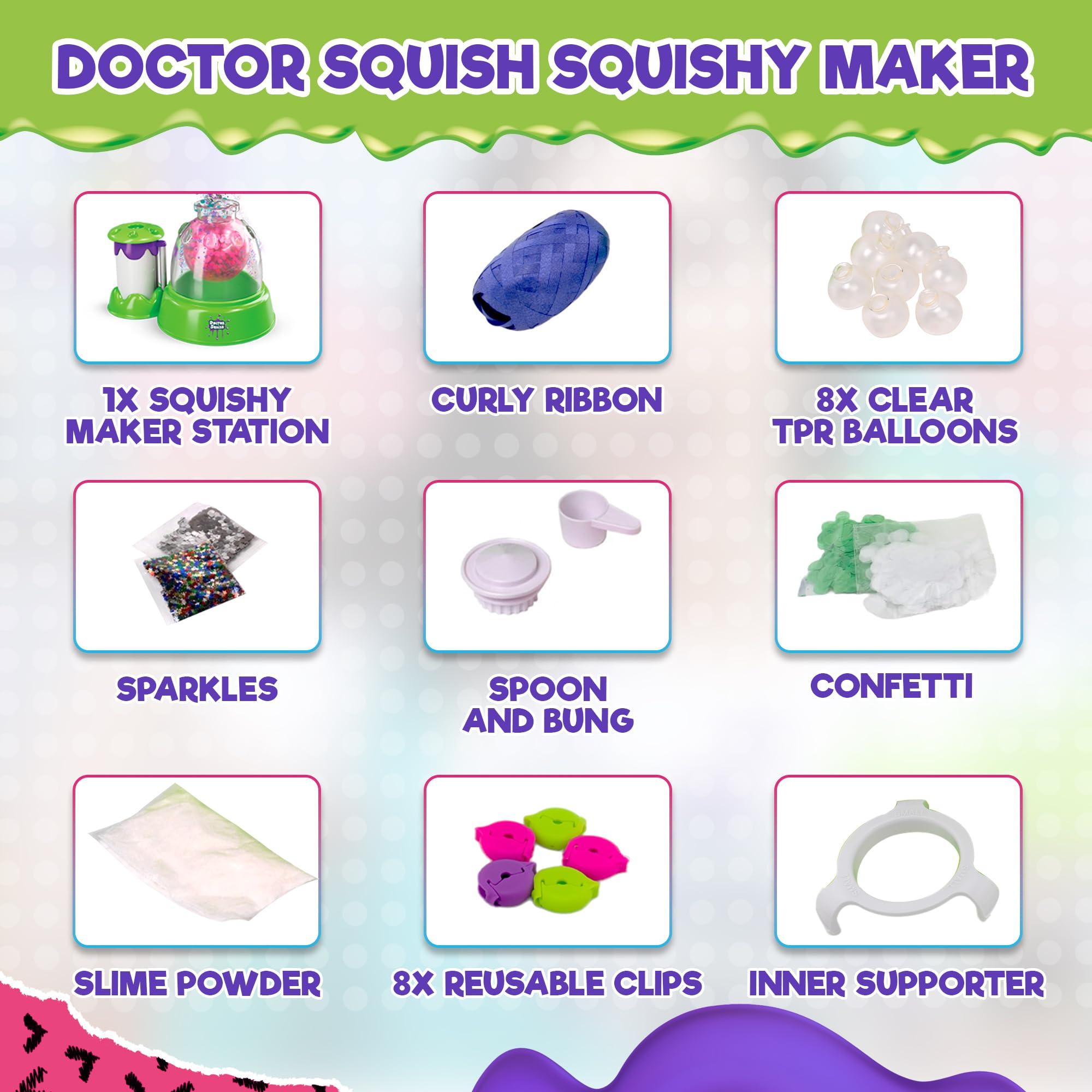 Doctor Squish Doctor Squish: Squishy Maker, New Shiny Glitter Station Maker, Decorate with Confetti, Sparkles & Colored Ink, Variety of Sizes, Just Add Water to Make Your Own Slime, for Ages 8 & up