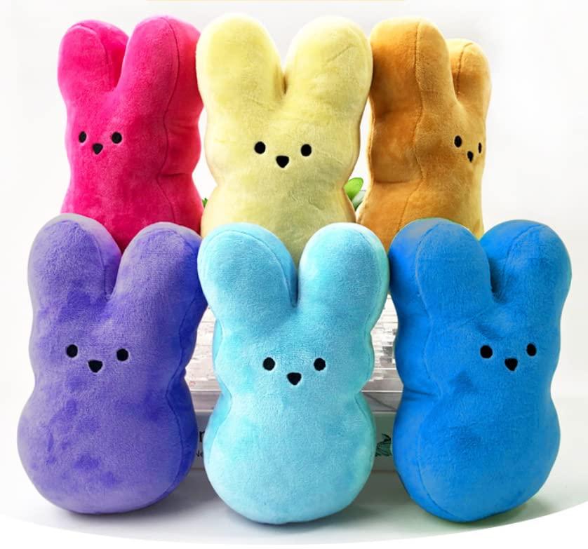 MonyPlay Large Easter Bunny Plush Toys 20cm/8inch Big Rabbit Stuffed Animal Easter Decorations Indoor Easter Basket Stuffers for Kids Girls & Boys (7PCS)