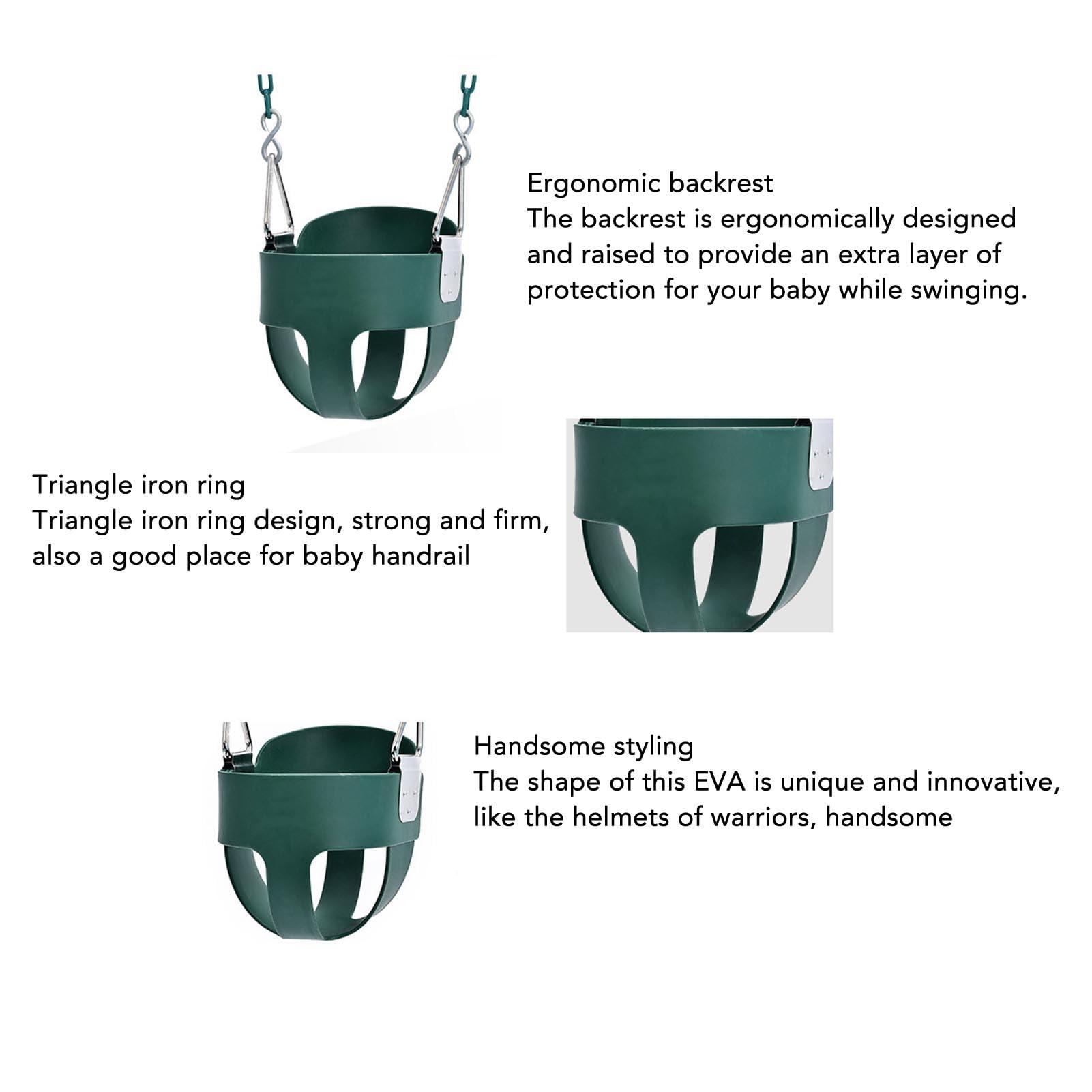 SUNGOOYUE Full Bucket Toddler Swing Seat, Adjustable Chains 200kg Load Bearing Swing Seat with Finger Grip and Plastic Coated Chains