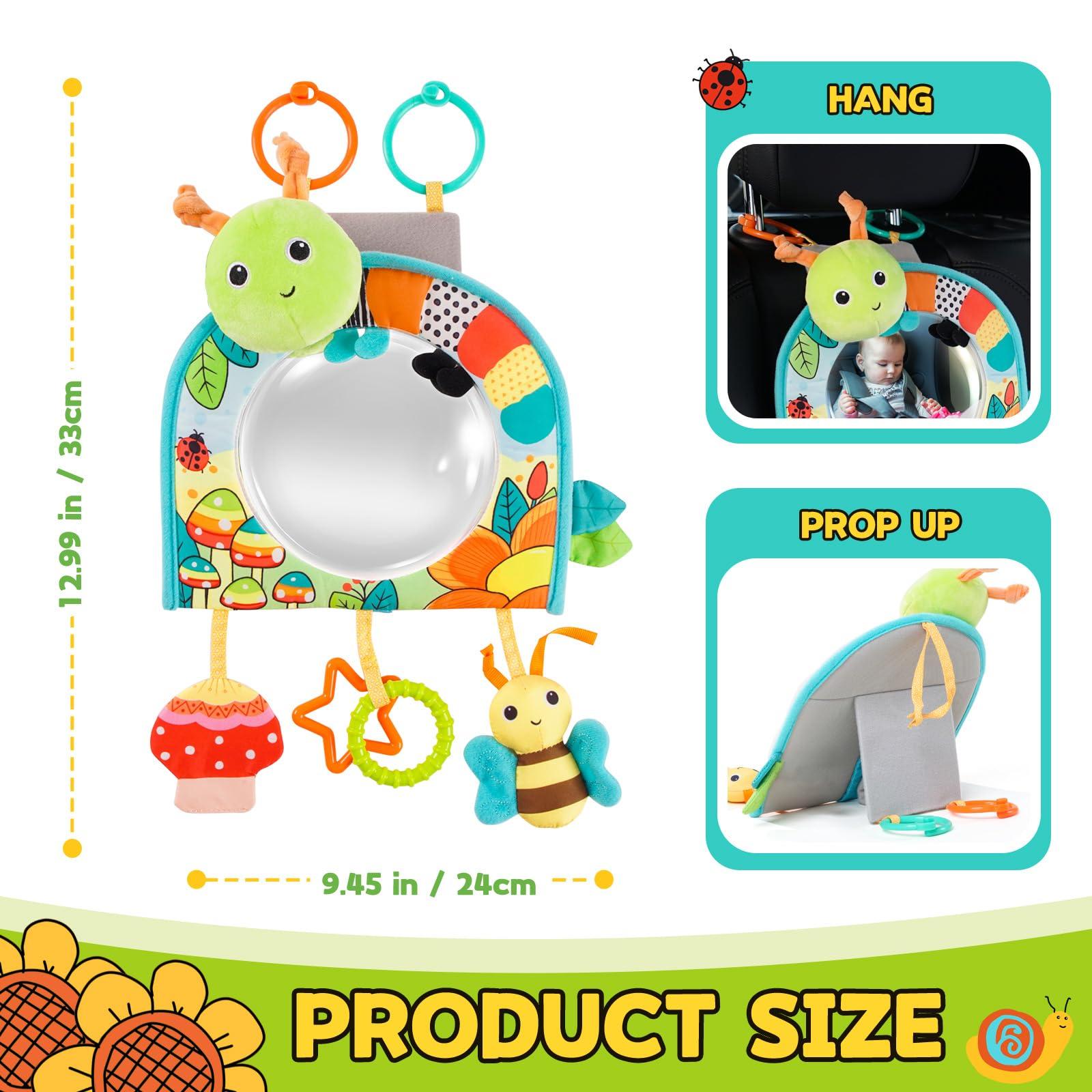 Koty Koty Infant Car Seat Toy - Kick and Play Activity Center with Mirror, Teether and Crinkle Paper, Fun Travel Baby Toy for Rear Car Seat, Easier Drive with Newborns, Babies