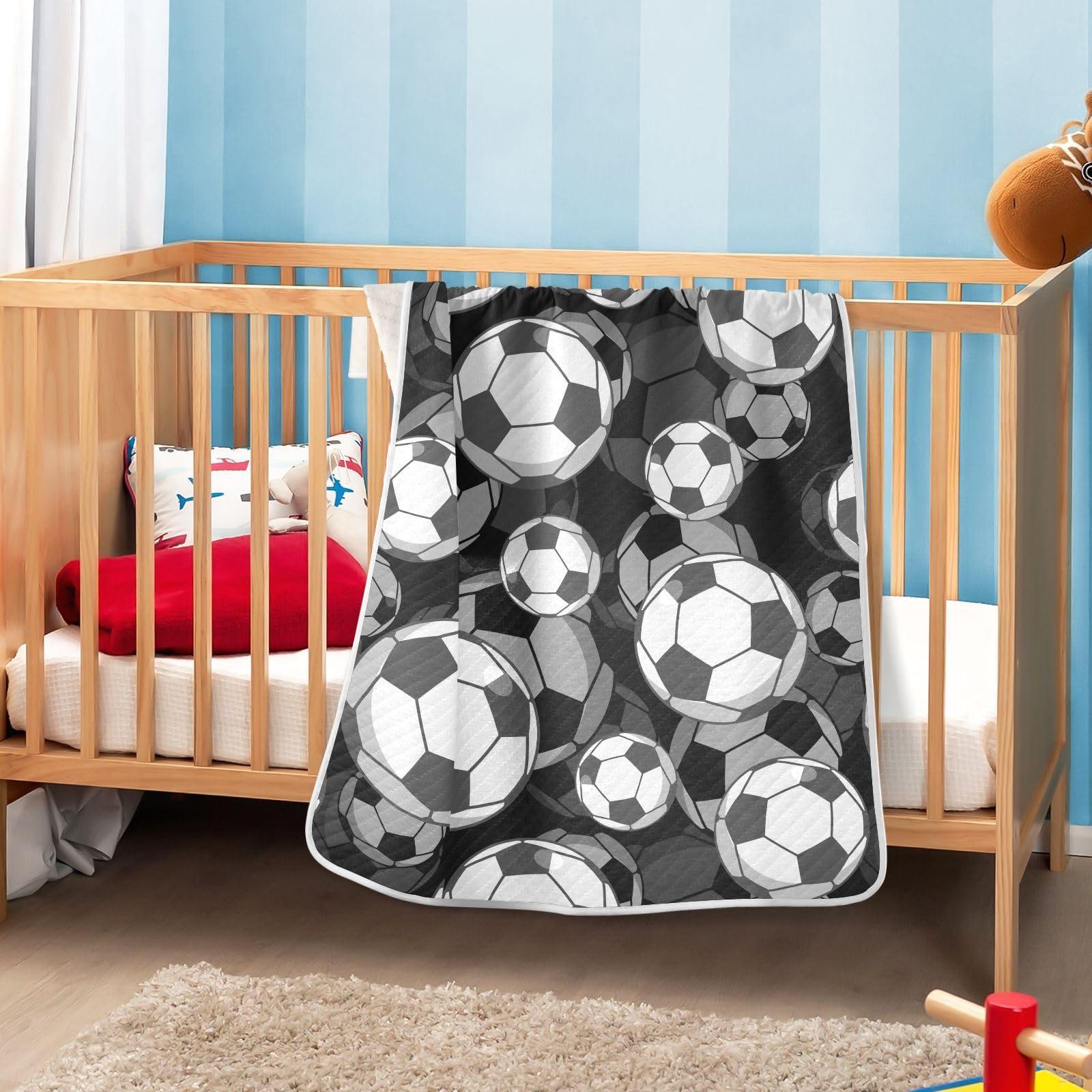 VIGTRO VIGTRO 3D Football Soccer Pattern Baby Blanket for Boys Girls, Soft Warm Bed Blankets Stroller Crib with Printed for Newborn Infant Toddler Nursery 30x40 in