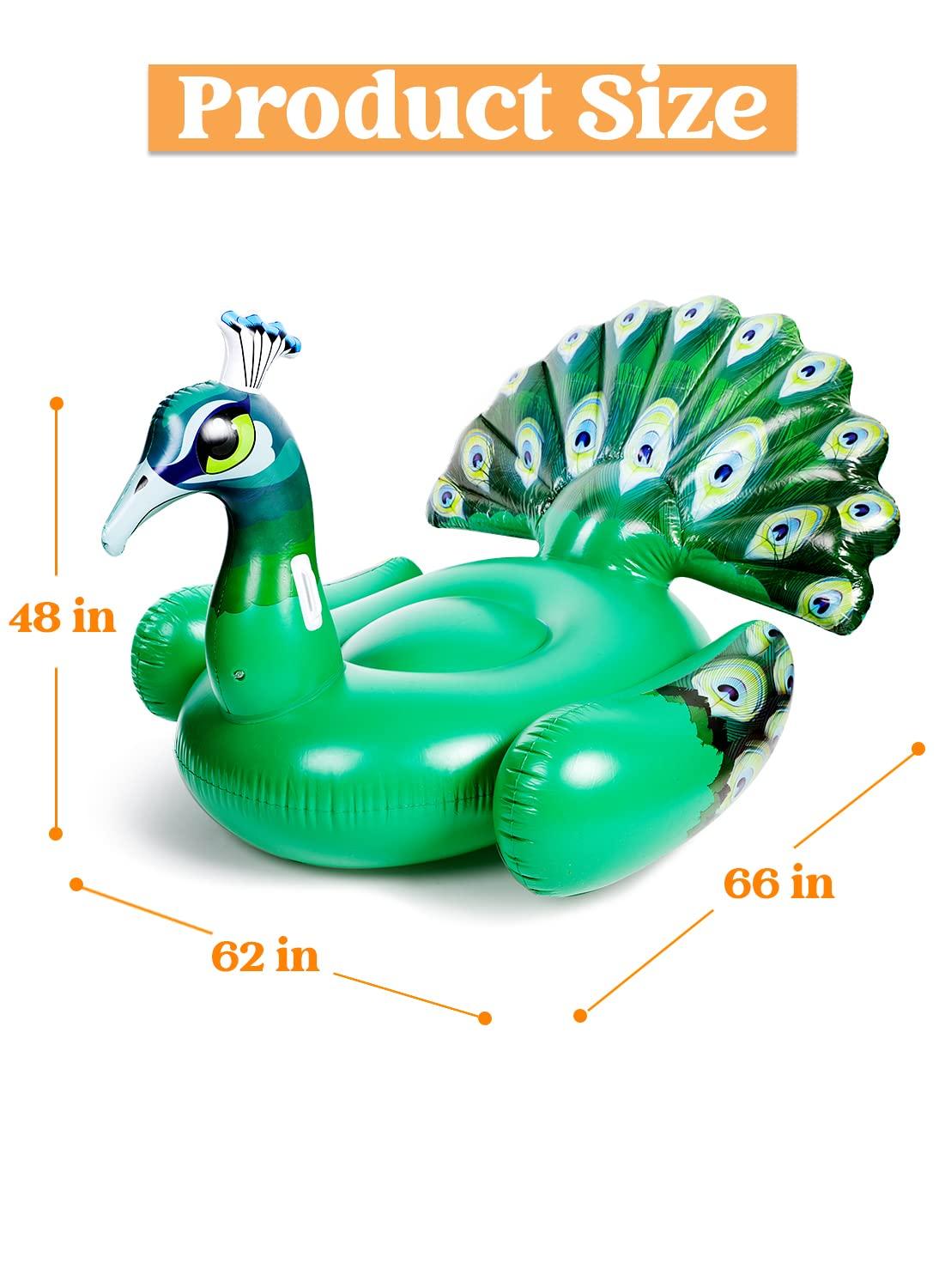 JOYIN JOYIN Inflatable Peacock Pool Float - Giant Peacock Ride on Raft for Swimming Pool, Beach Floaties, Party Decoration, Summer Toys Pool Floats Lounge for Adults Kids Water Fun