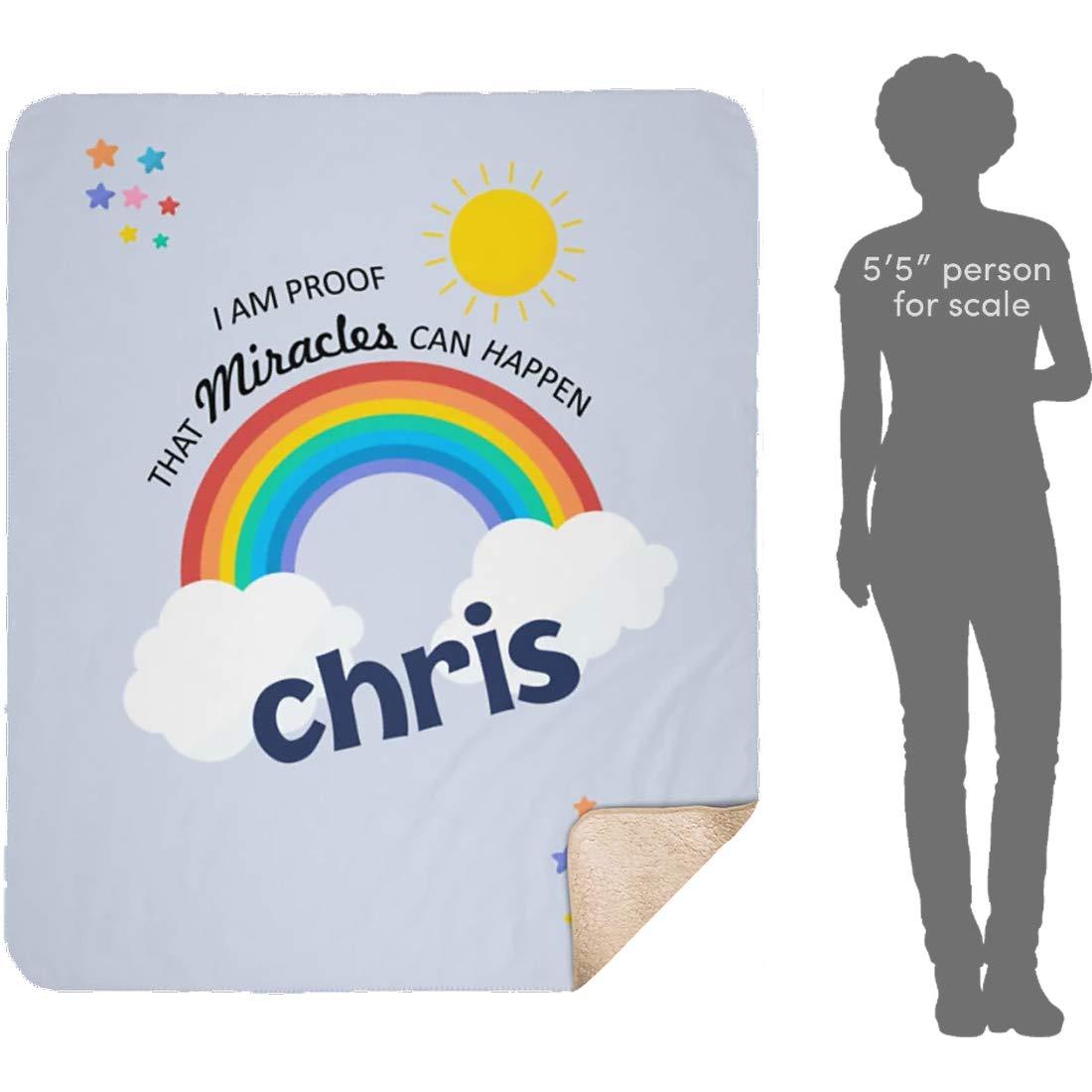 Yeh Gift Personalizead Baby Name Blanket for Girls and Boys. Proof That Miracles Can Happen Customized Rainbow Blanket from Baby's Name Gift for Baby Newborn, Birthday, Christmas, Holidays. (Sherpa, 50"x60")