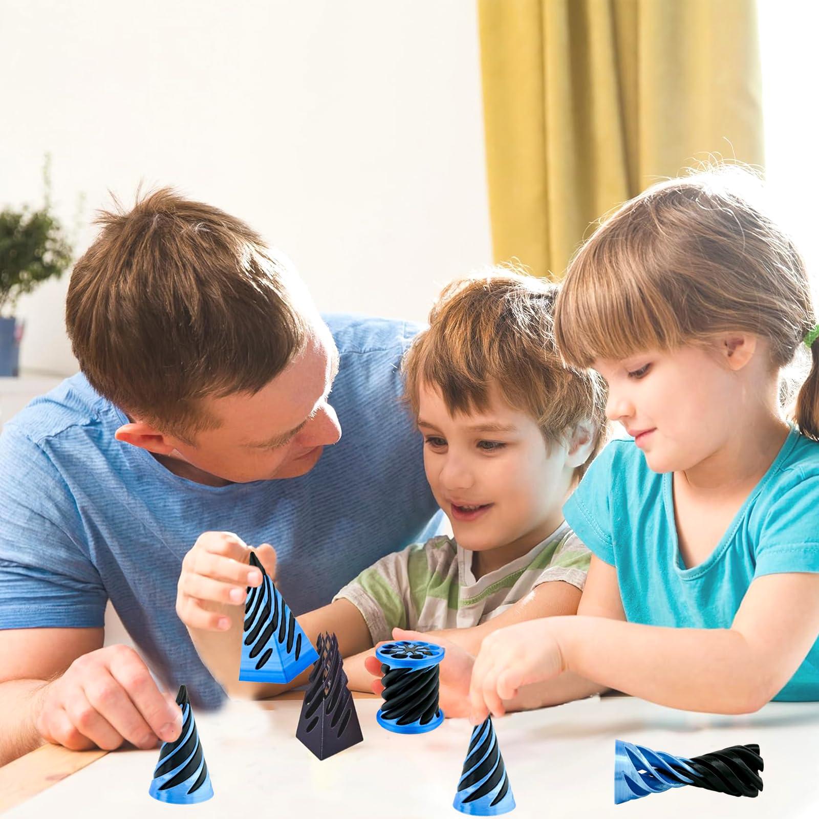 Lyzbbsoy 6Pcs Spiral Cone Fidget Toy,Impossible Cone Impossible Pyramid Passthrough Toy,3D Printed Spiral Cone Fidget Toy,Mini Vortex Thread Illusion Desktop Deco Souvenir Gift for Anxiety Relaxing