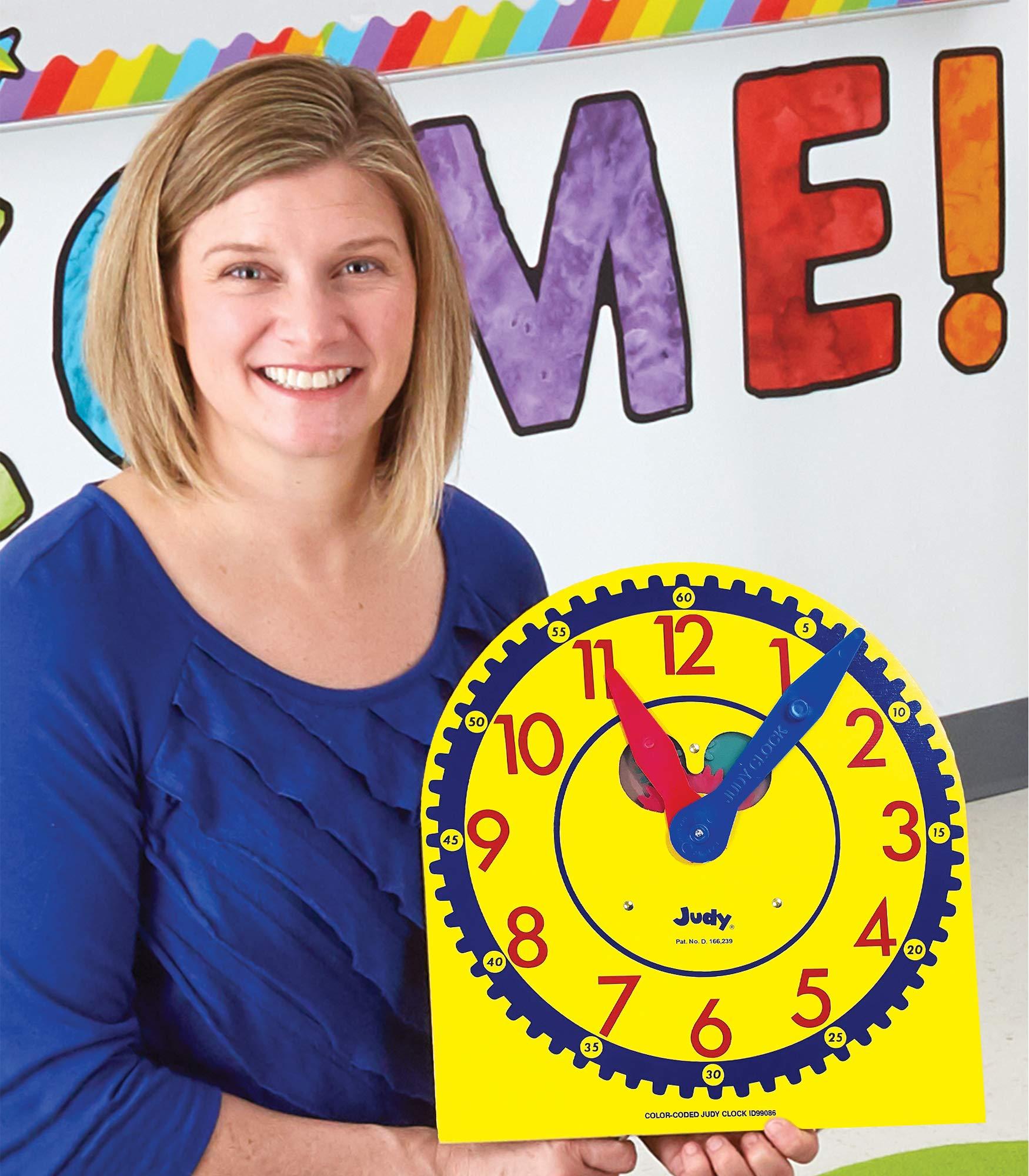 Judy Instructo Carson Dellosa 13\" x 12\" Judy Clock, Time-Telling Teaching Clock for Kids, Classroom Clock for Teaching Time, Analog Clock, Teaching Clock for Classroom or Home School, Kindergarten to 3rd Grade