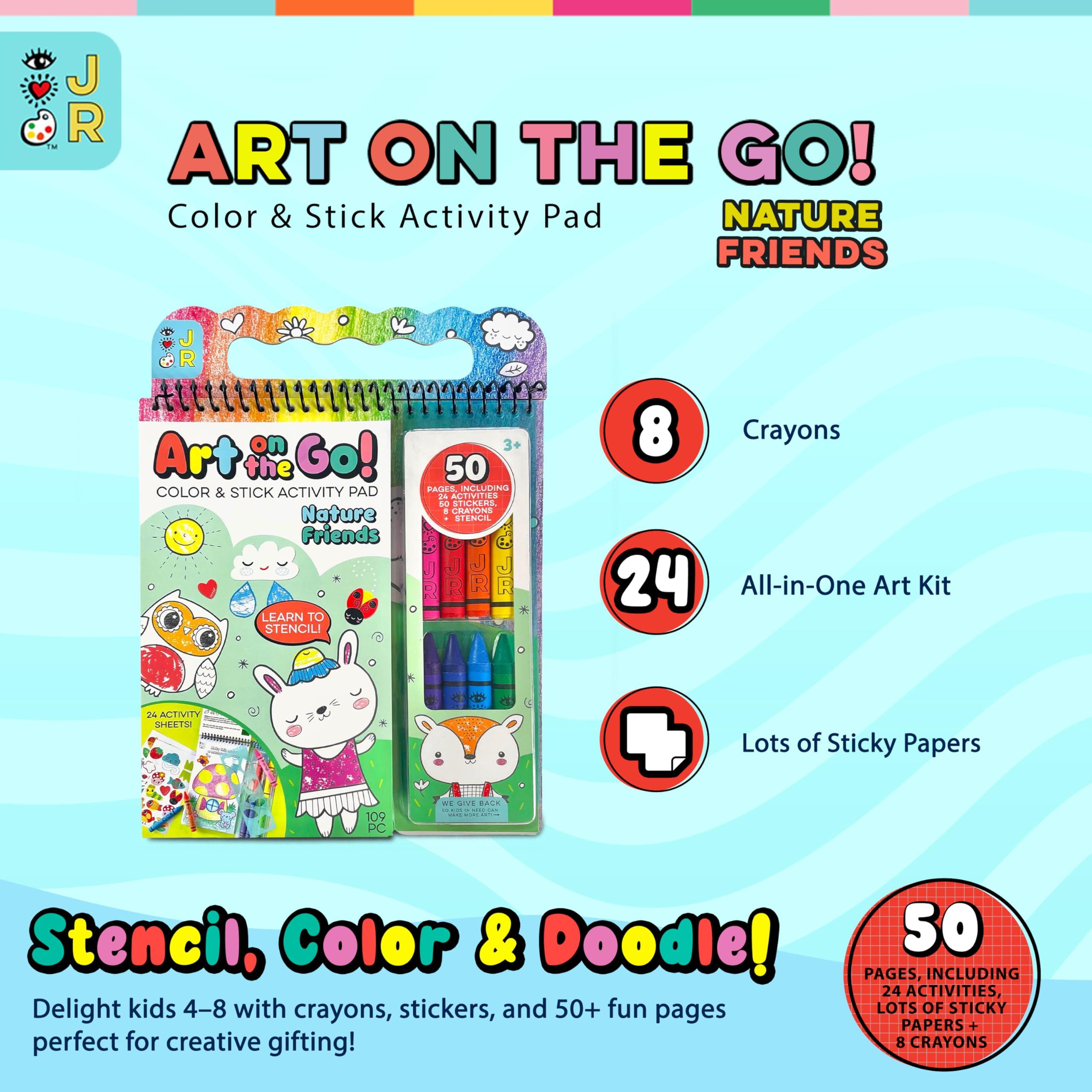 Bright Stripes Bright Stripes Travel Coloring Kit for Kids: Art On the Go Coloring Books and Crayons, Sticker Activity Book - Mess-Free Collage Fun for Ages 3+ (Art On The Go Nature)