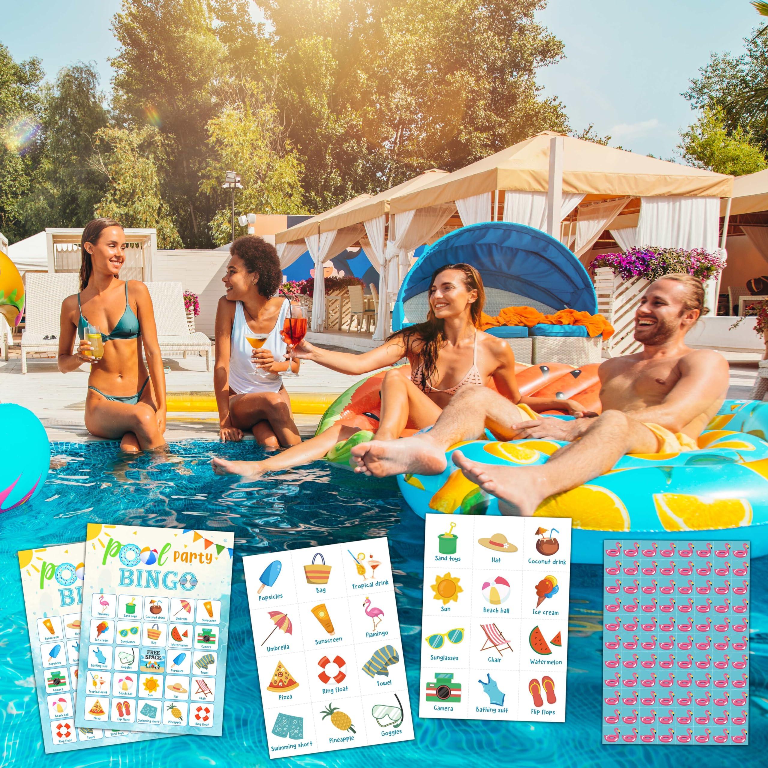 Foosproea Foosproea Pool Party Bingo Cards, Summer Bingo Games for 24 Players, Pool Party Games for Family Friends Large Group Activities, Pool Party Favors Supplies Decorations(21)