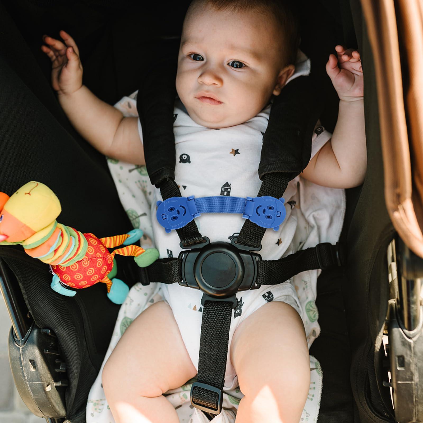QOPAHI QOPAHI Car Seat Strap Anti Escape, Baby Harness Chest Clip Car Seat Safety Clip, Prevent Children/Kids Taking Their Arms Out of Child Car Seat/High Chairs/Strollers/Baby Reins, Blue(2 Pack)