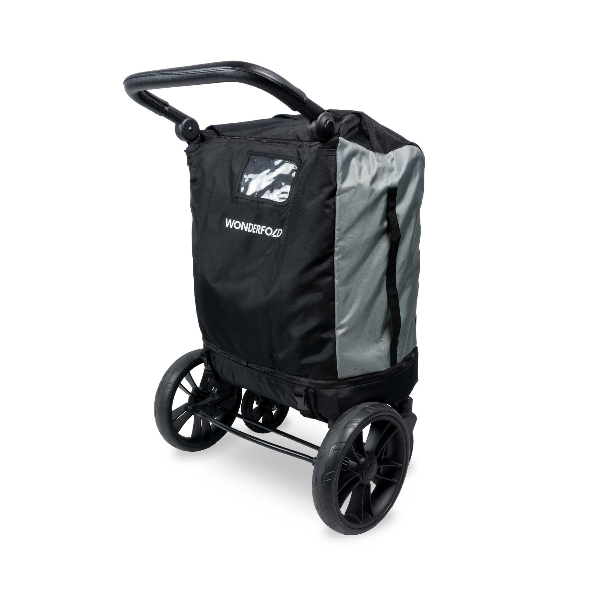 WONDERFOLD WONDERFOLD Stroller Wagon Travel Cover Featuring Front Storage Pocket, Inner Storage Pocket for Rear Basket and Canopy, and an Optional Wheel Cover (Fits Only X2)