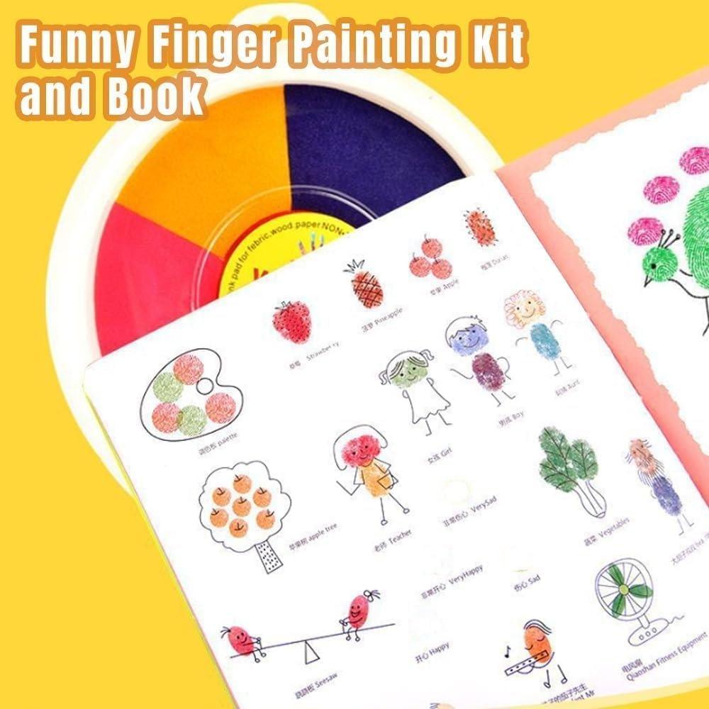 wekunro Funny Finger Painting Kit and Book for Kids, Washable Kids Finger Paint Set, DIY Finger Drawing Crafts Mud Painting Paper Kits Children\'s Finger Drawing Toys for Kids Ages 4+ Years