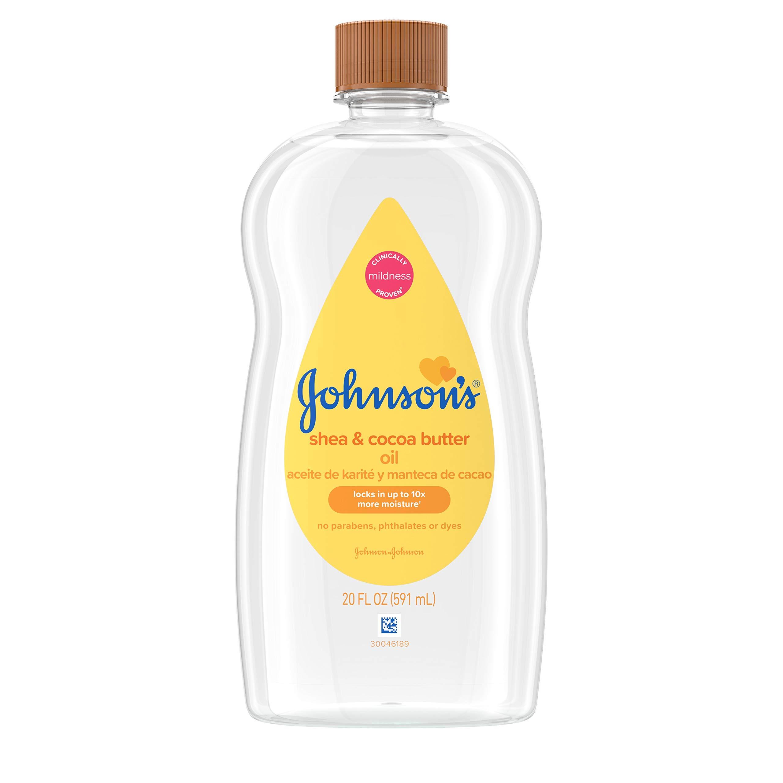 Johnson's Baby Johnson's Baby Oil, Mineral Oil Enriched with Shea & Cocoa Butter to Prevent Moisture Loss, Hypoallergenic, 20 fl. oz
