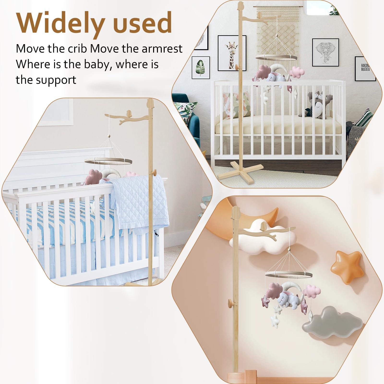 STUIPIUL STUIPIUL Baby Crib Mobile Arm Crib Mobile Holder with/Without Mosquito Net Floor Standing Baby Mobile Holder Arm Nursery Baby Mobile Hanger Easy Installation for Crib Baby Bed Nursery(A)