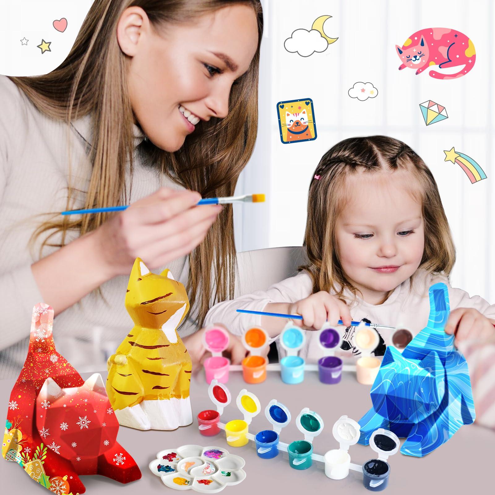 Goody King Goodyking Paint Your Own Cat Lamp Art Kit 2pcs, DIY Lie Cat Night Light, Arts & Crafts for Kids Ages 8-12, Painting Kit for Girls Boys Age 4 5 6 7 8+, Art Supplies Cat Craft Gift for Birthday, Party