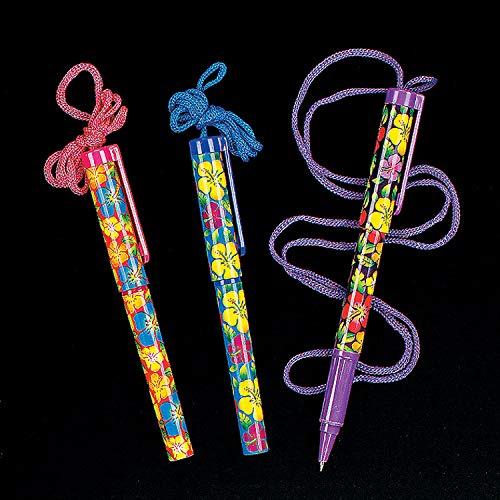 Fun Express Fun Express - Bright Hibiscus Pen On A Rope Plastic (12 Pieces)