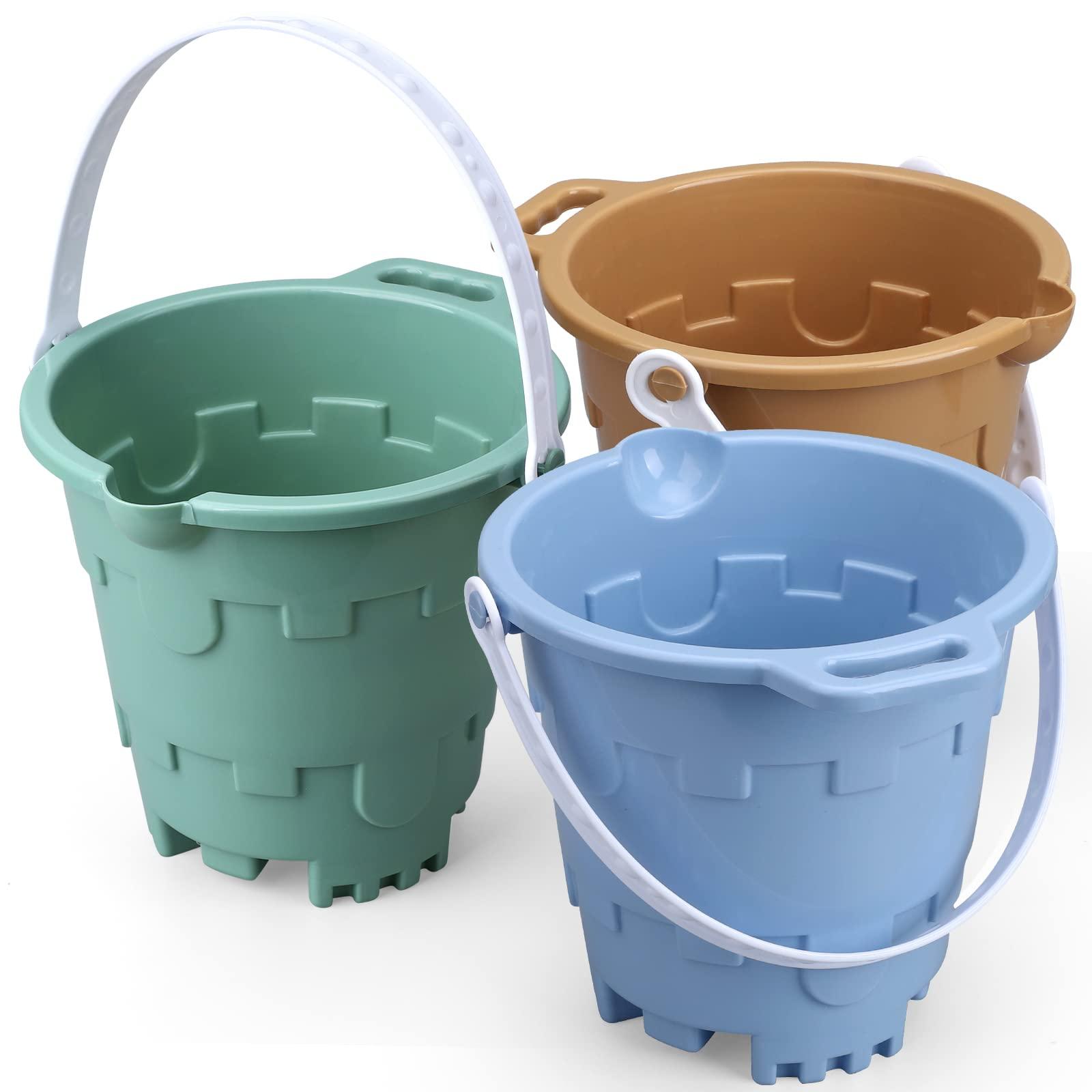 Anzmtosn Jumbo Avocado Castle Model Beach Gear 7\" Large Sand Buckets Pails Beach Water Pool Gardening Bath Toy Environmentally ABS Durable Thick Plastic Complete Gift Set Bundle for Kids Boys Girls